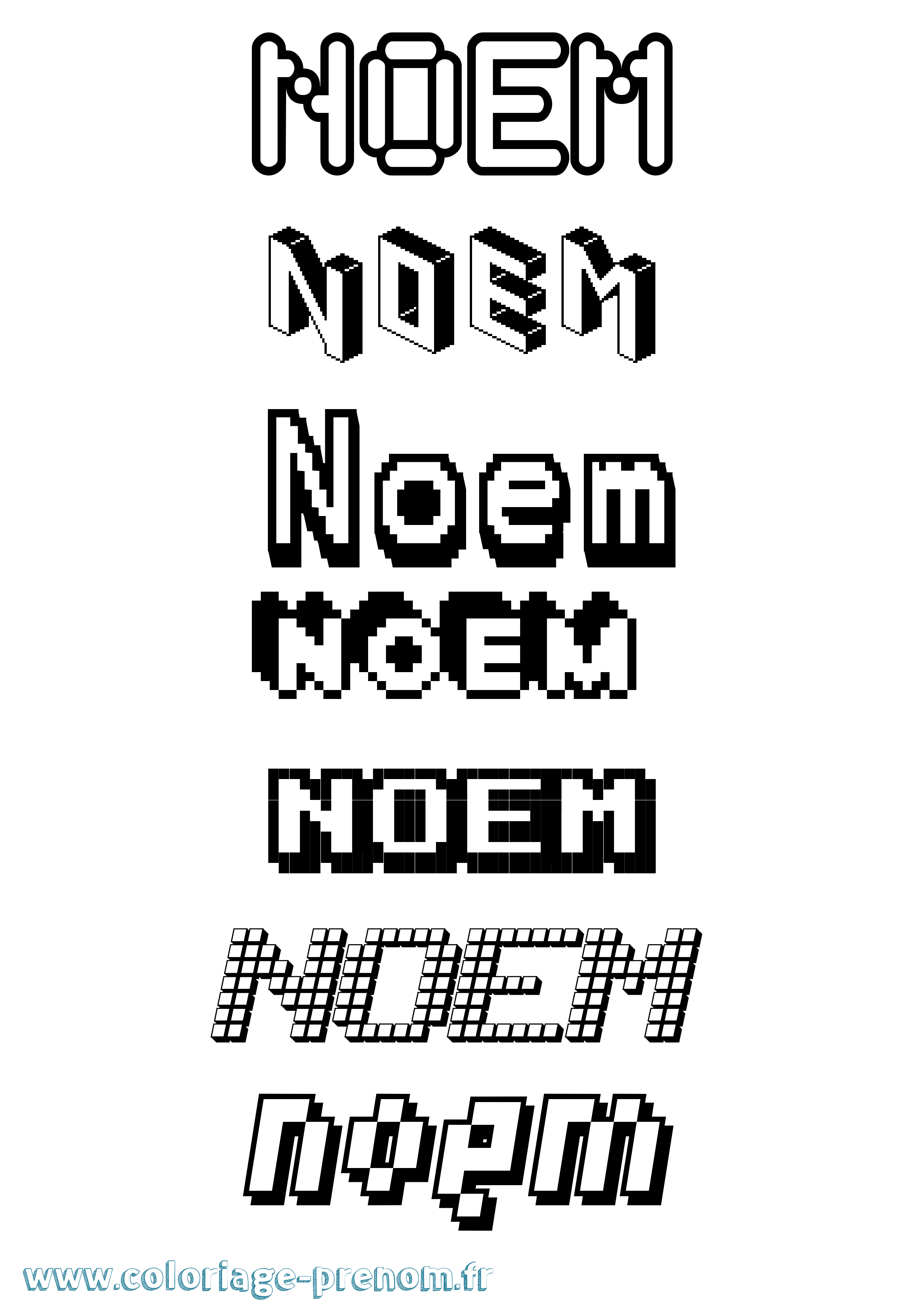 Coloriage prénom Noem Pixel