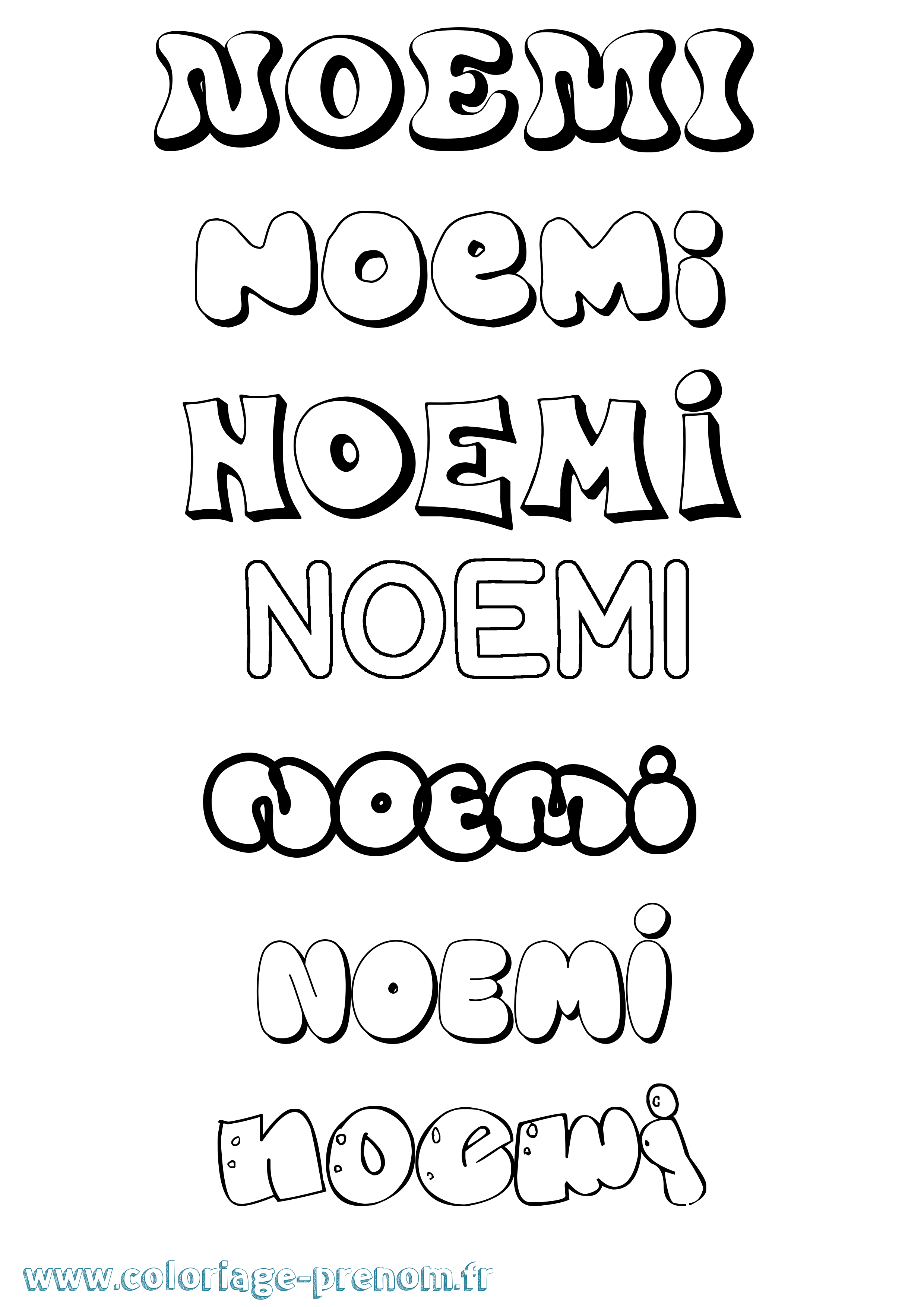 Coloriage prénom Noemi Bubble