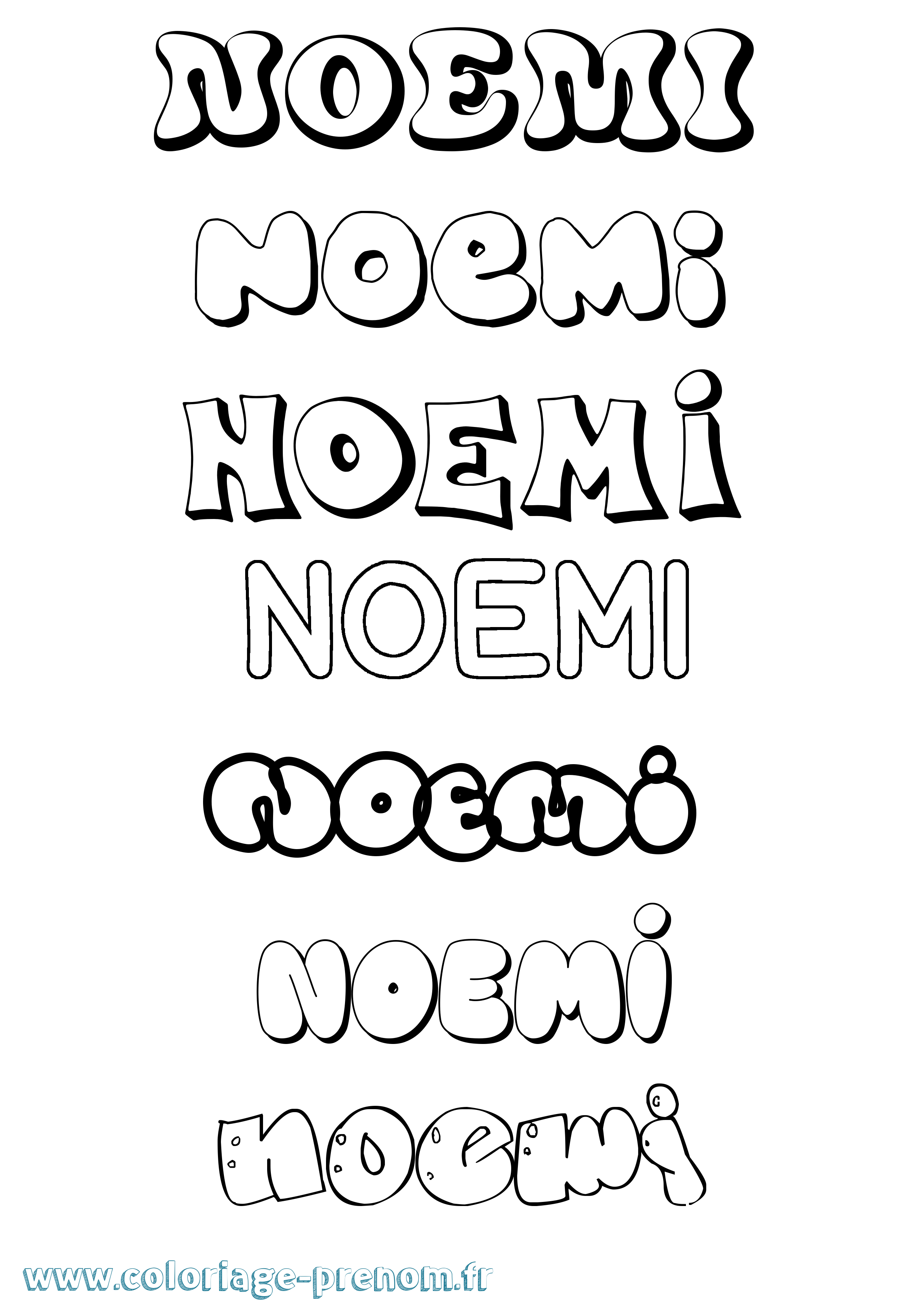 Coloriage Noemi Bubble Coloriage prénom Noemi Bubble