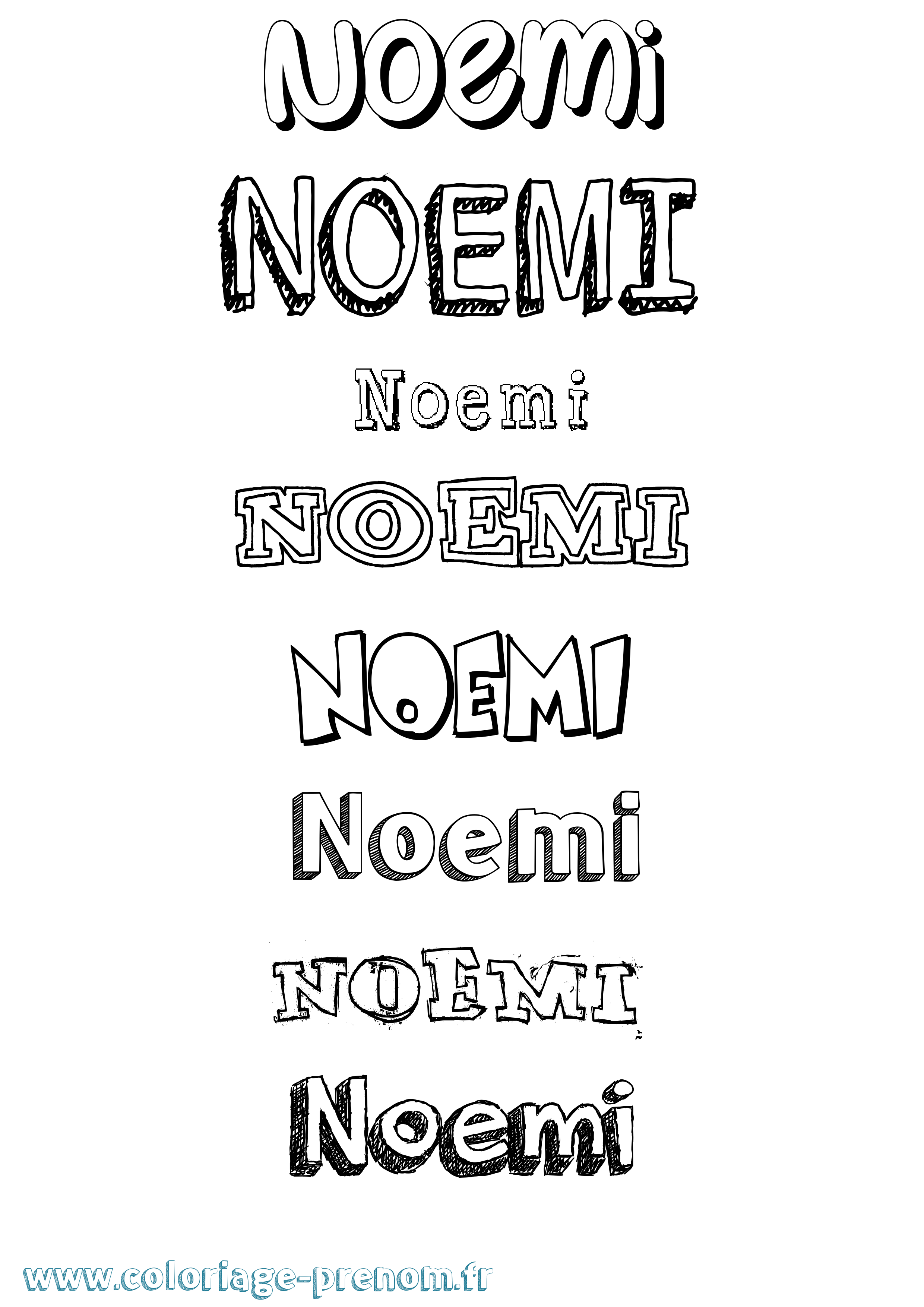 Coloriage prénom Noemi Dessiné