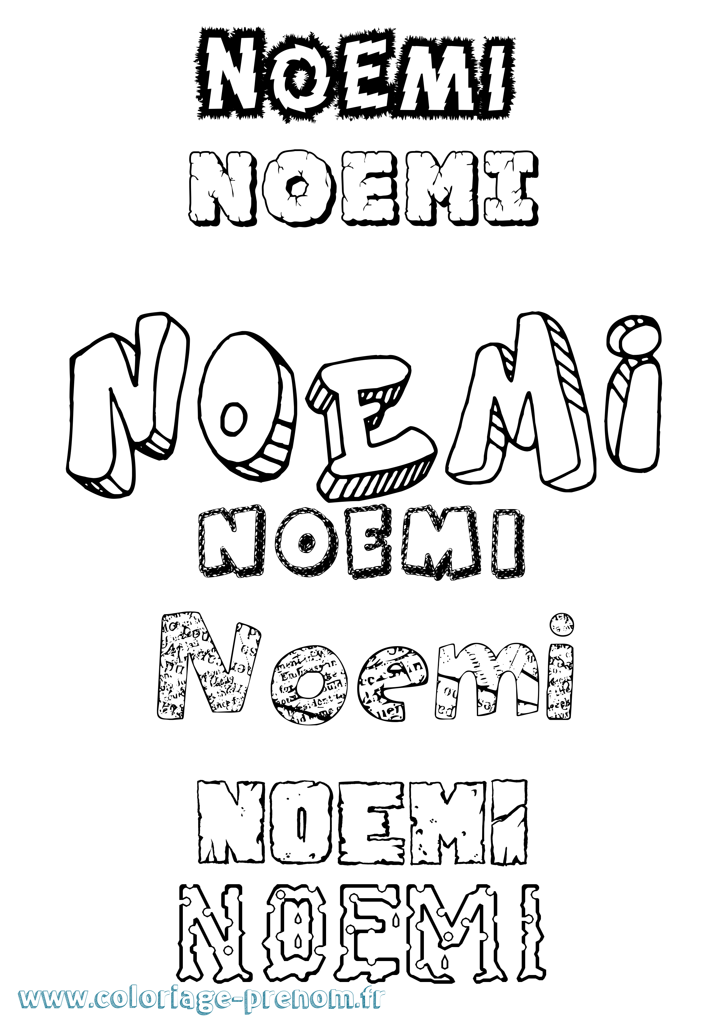 Coloriage Noemi Destructuré Coloriage prénom Noemi Destructuré