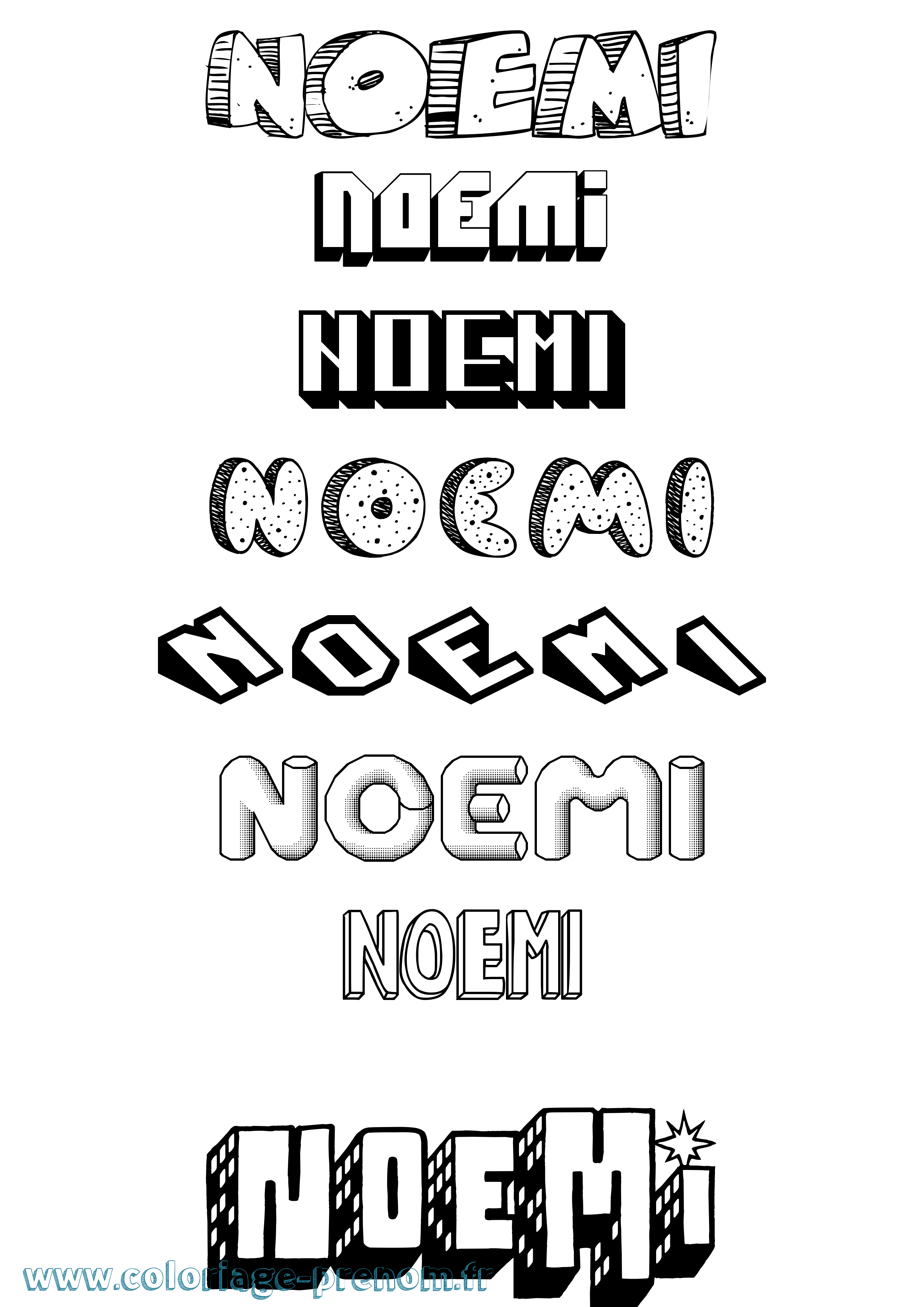 Coloriage prénom Noemi Effet 3D