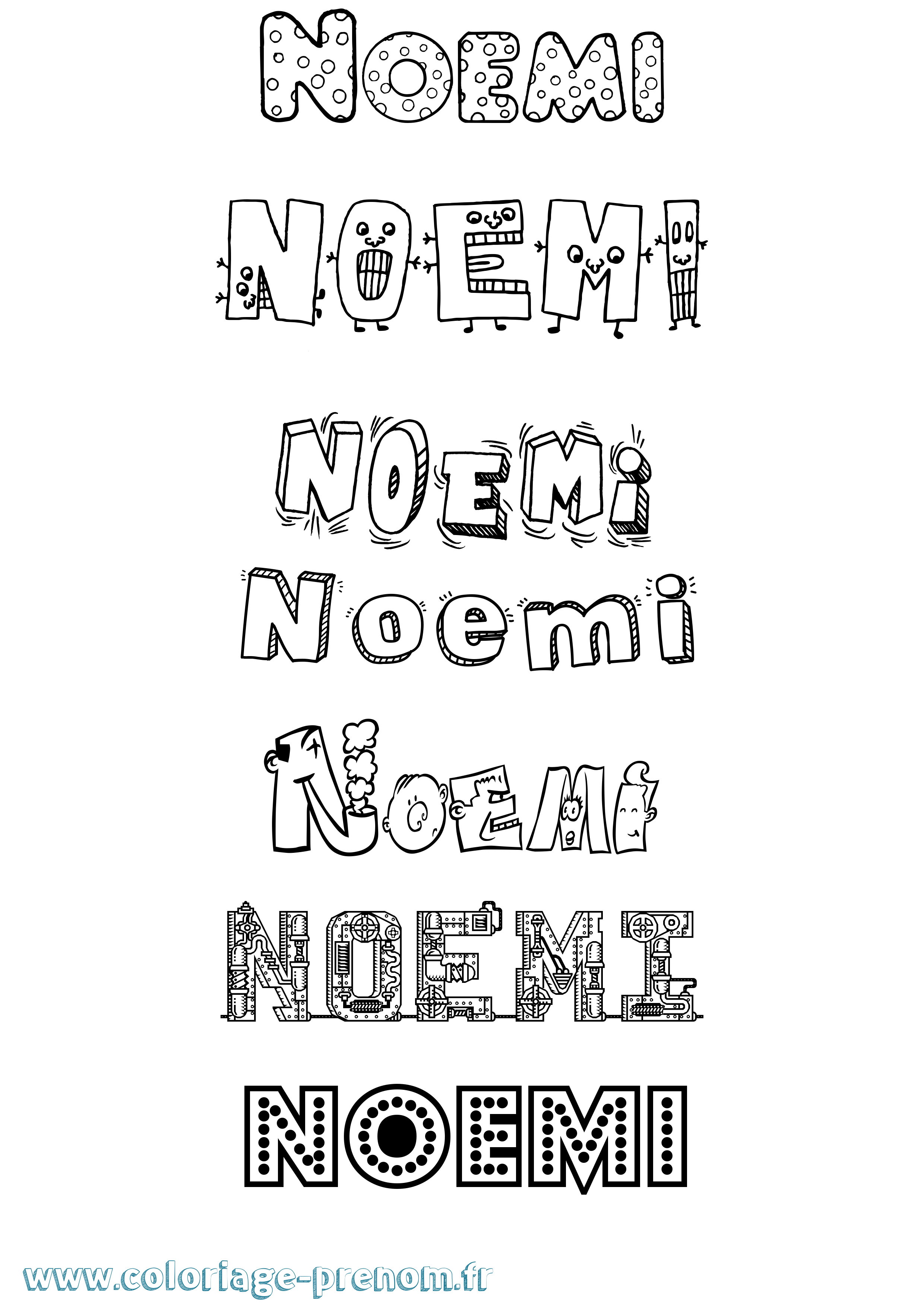 Coloriage prénom Noemi Fun