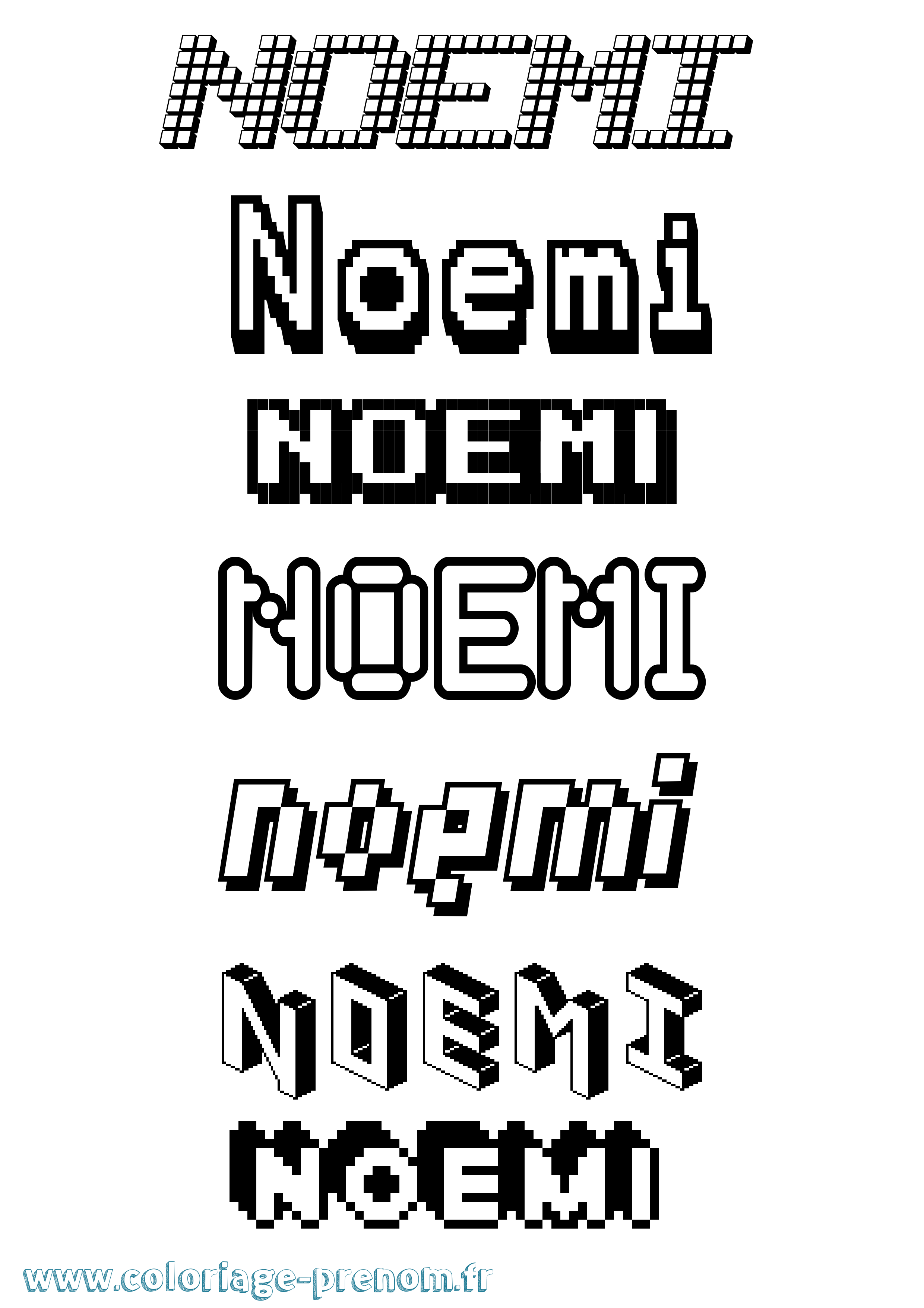 Coloriage prénom Noemi Pixel
