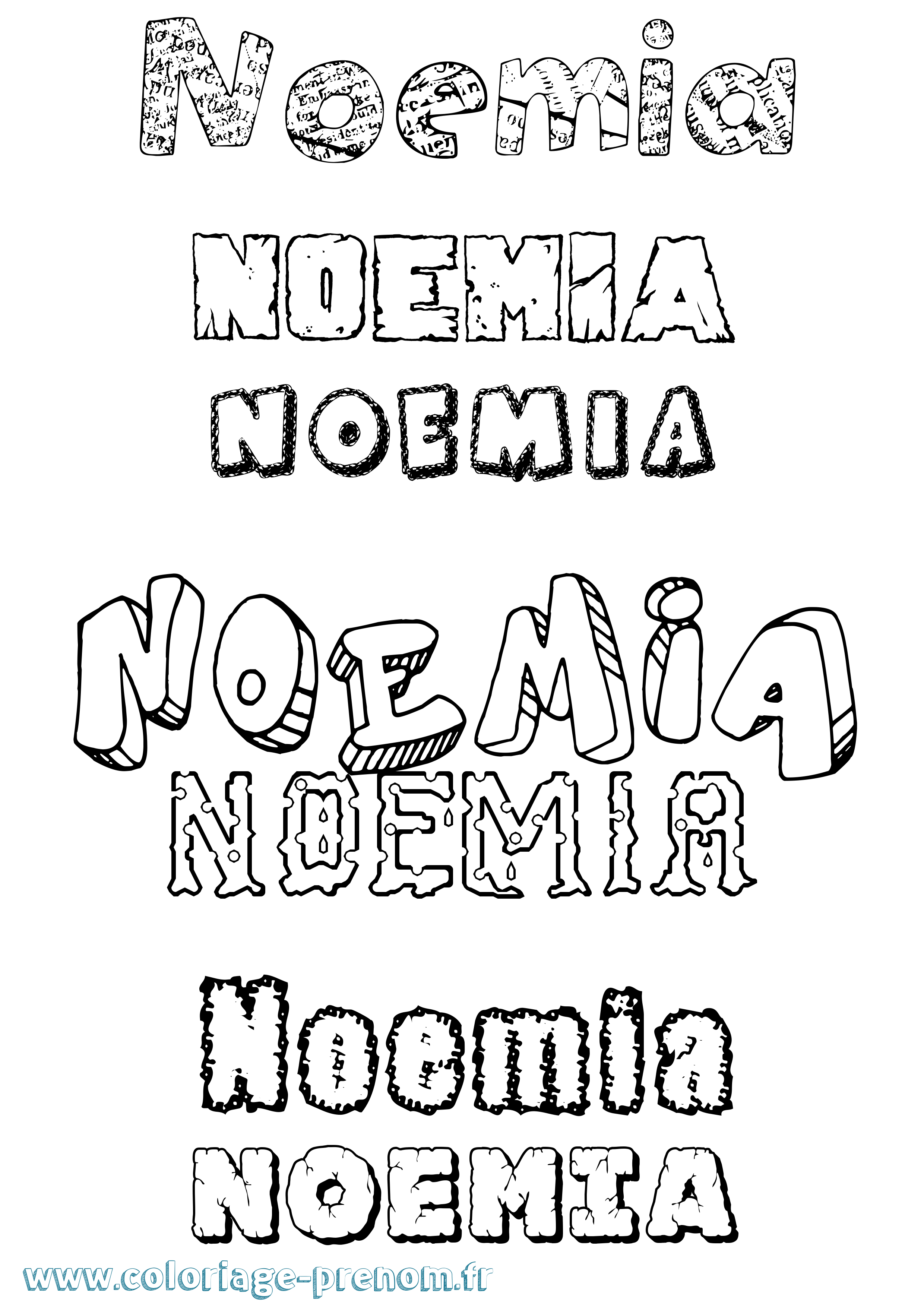 Coloriage prénom Noemia Destructuré