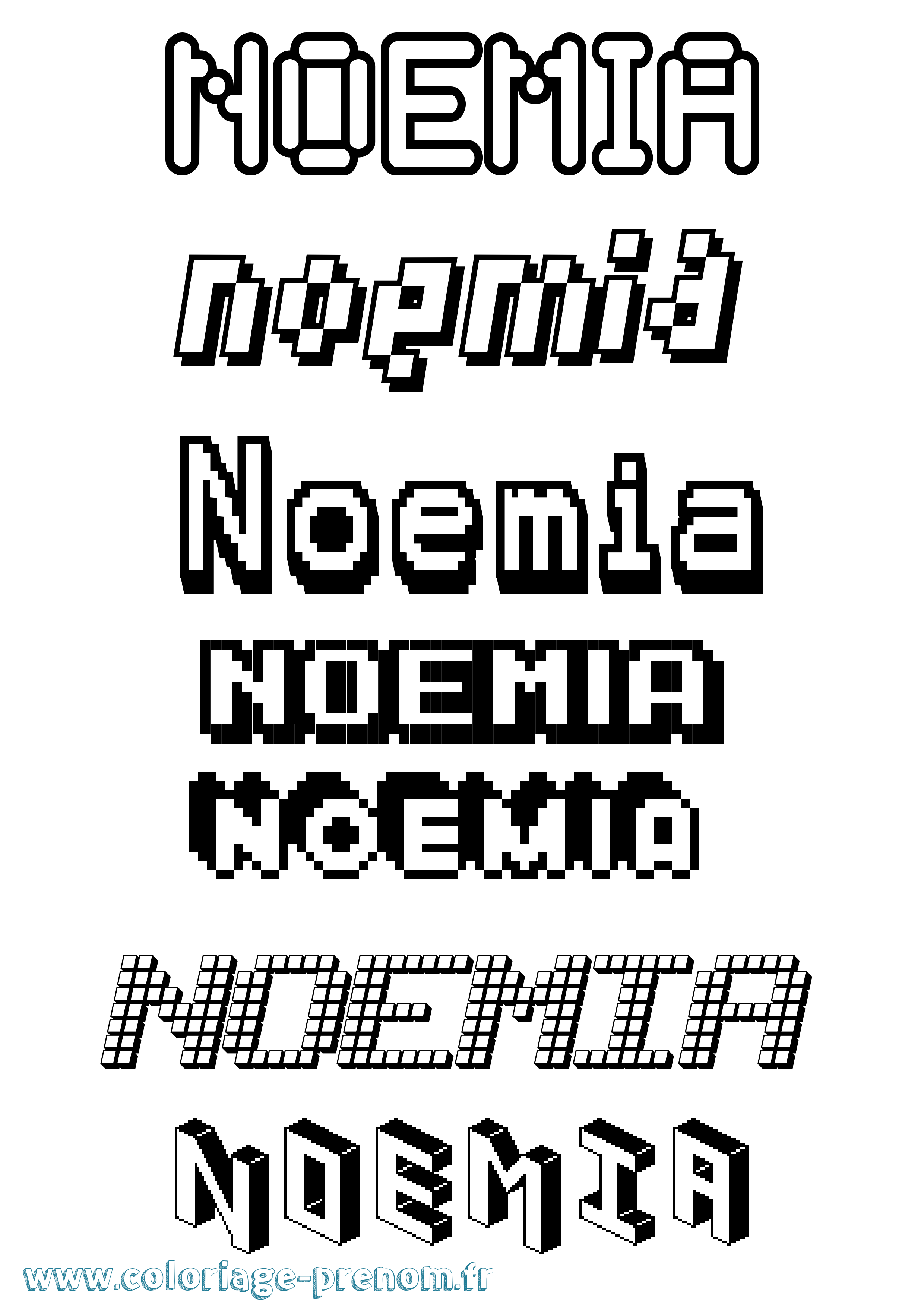 Coloriage prénom Noemia Pixel