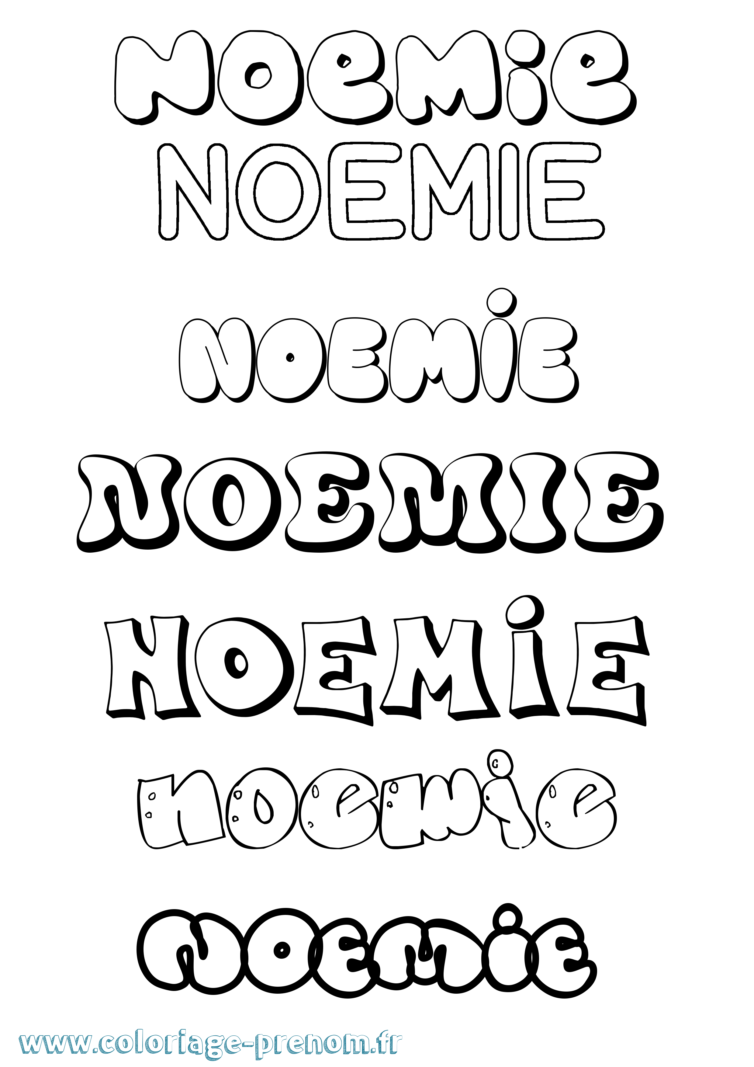 Coloriage prénom Noemie Bubble