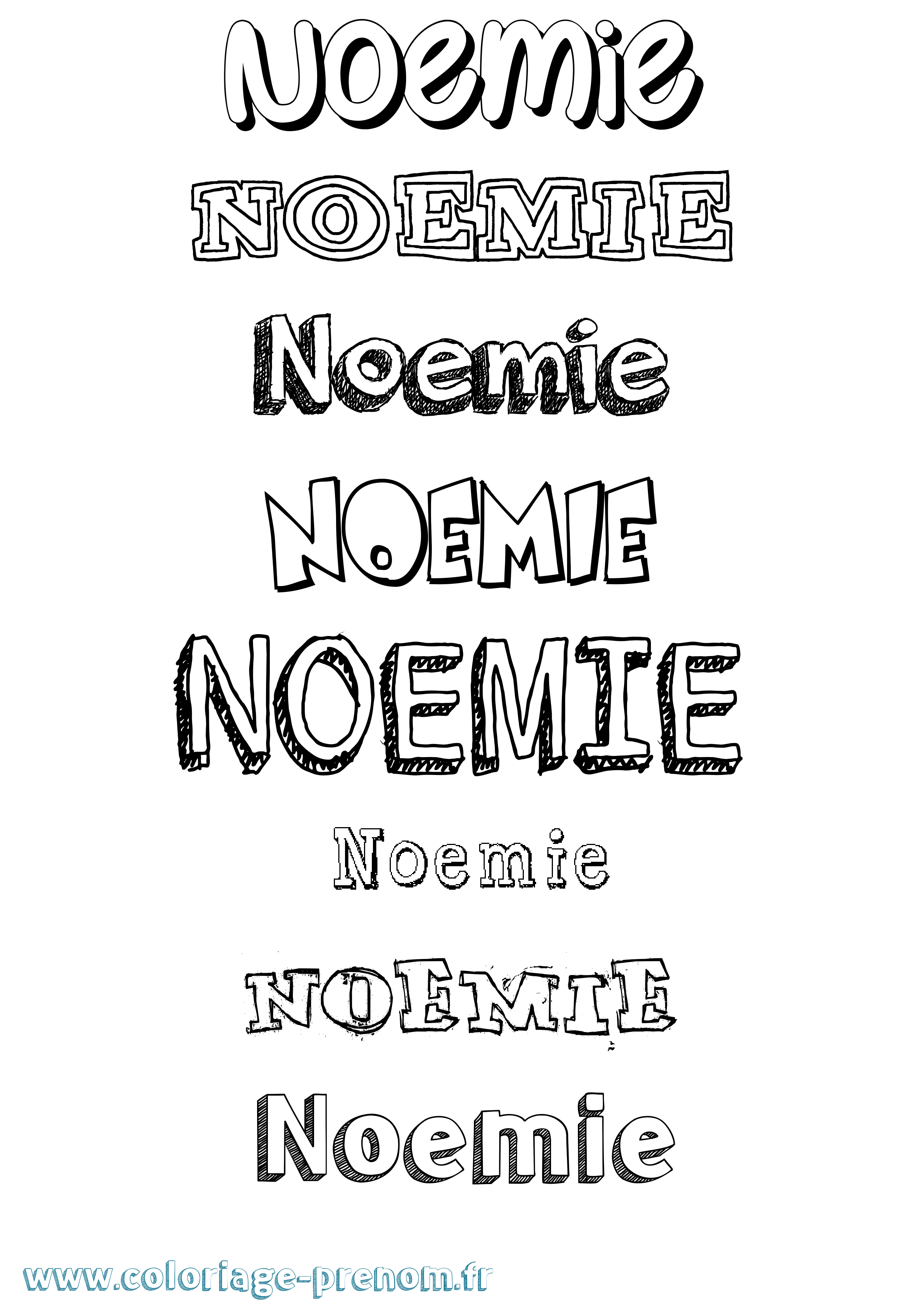 Coloriage prénom Noemie Dessiné