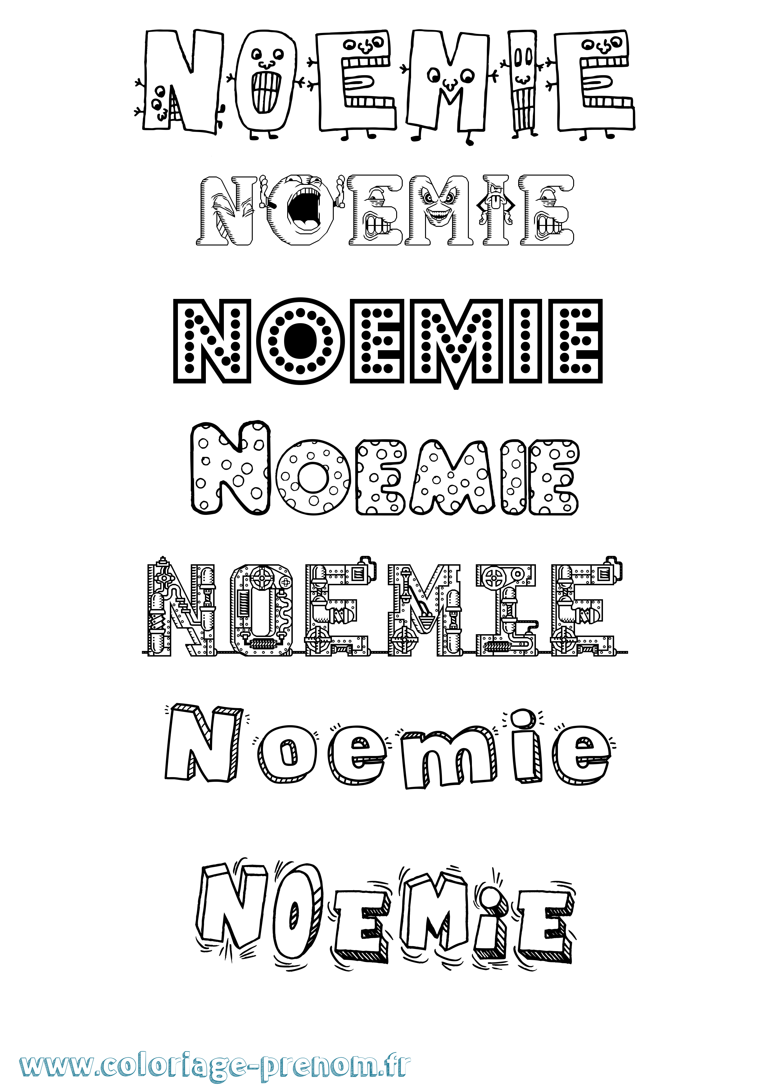 Coloriage prénom Noemie Fun
