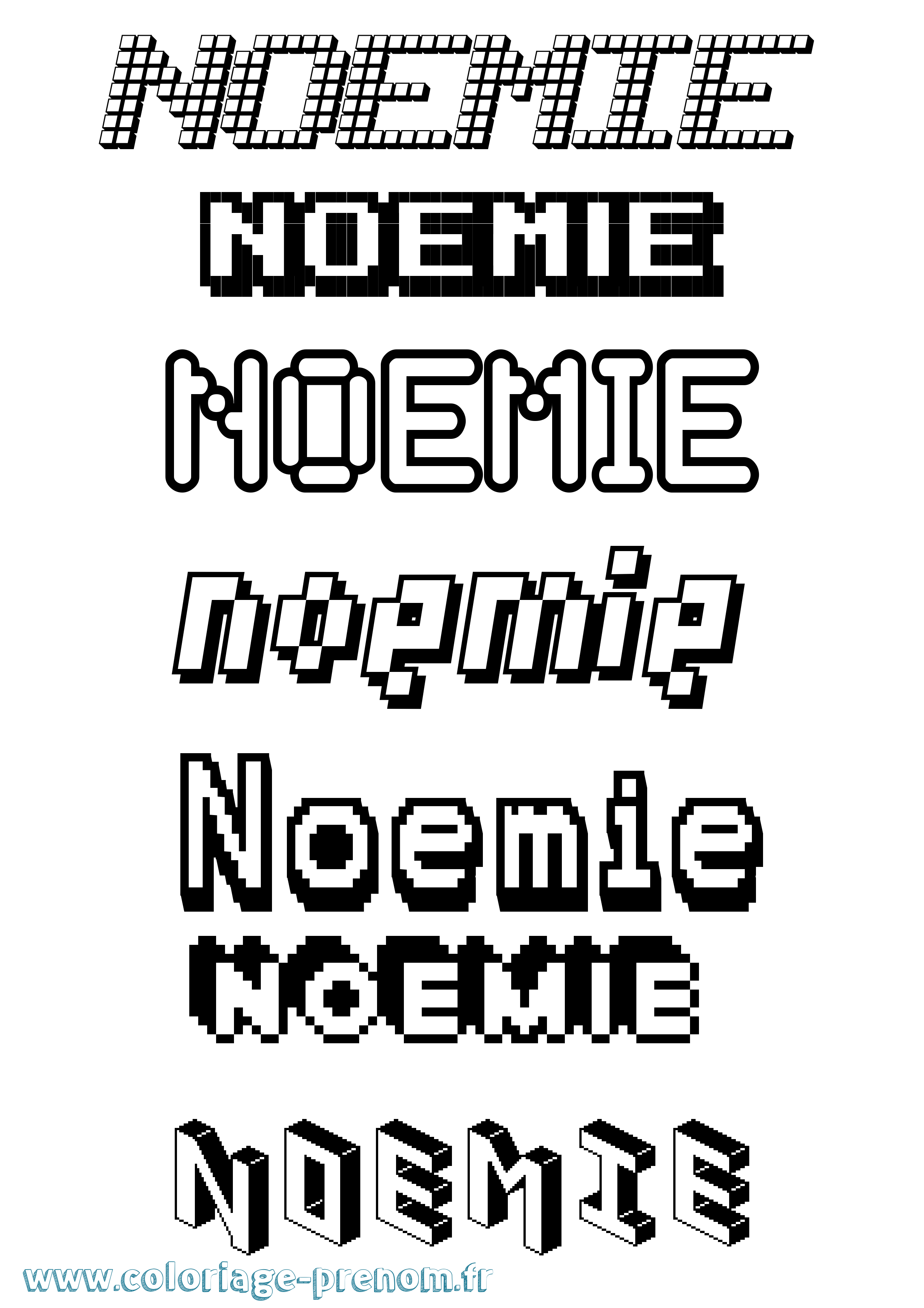 Coloriage prénom Noemie Pixel