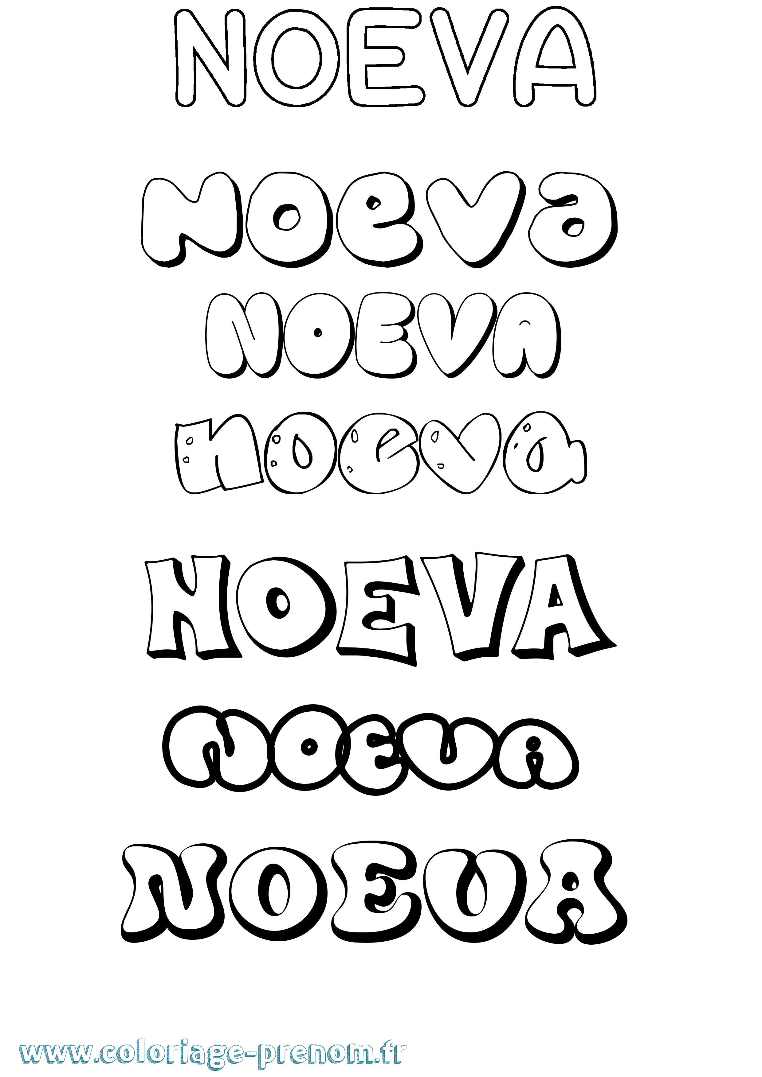Coloriage prénom Noeva Bubble