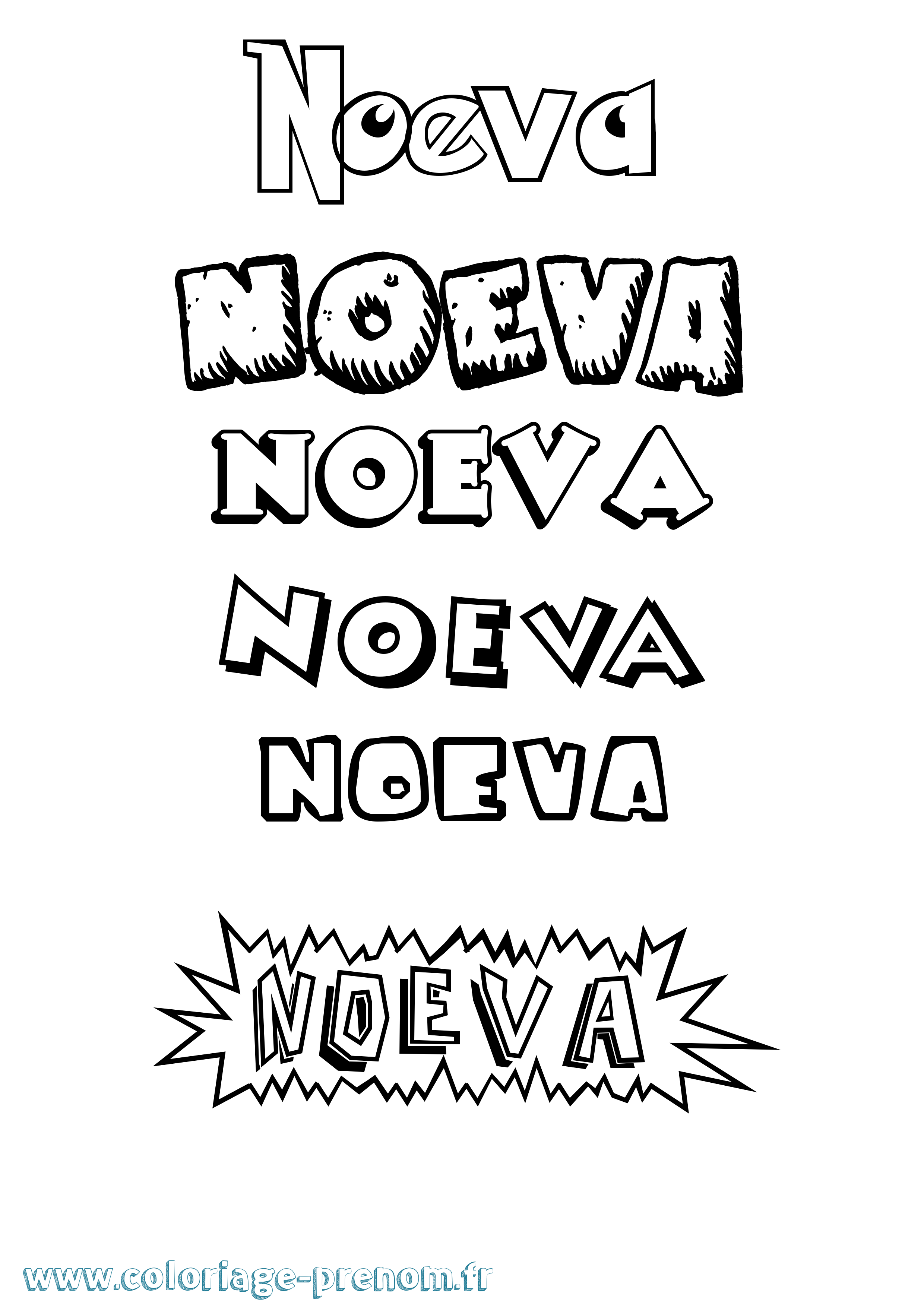 Coloriage prénom Noeva Dessin Animé