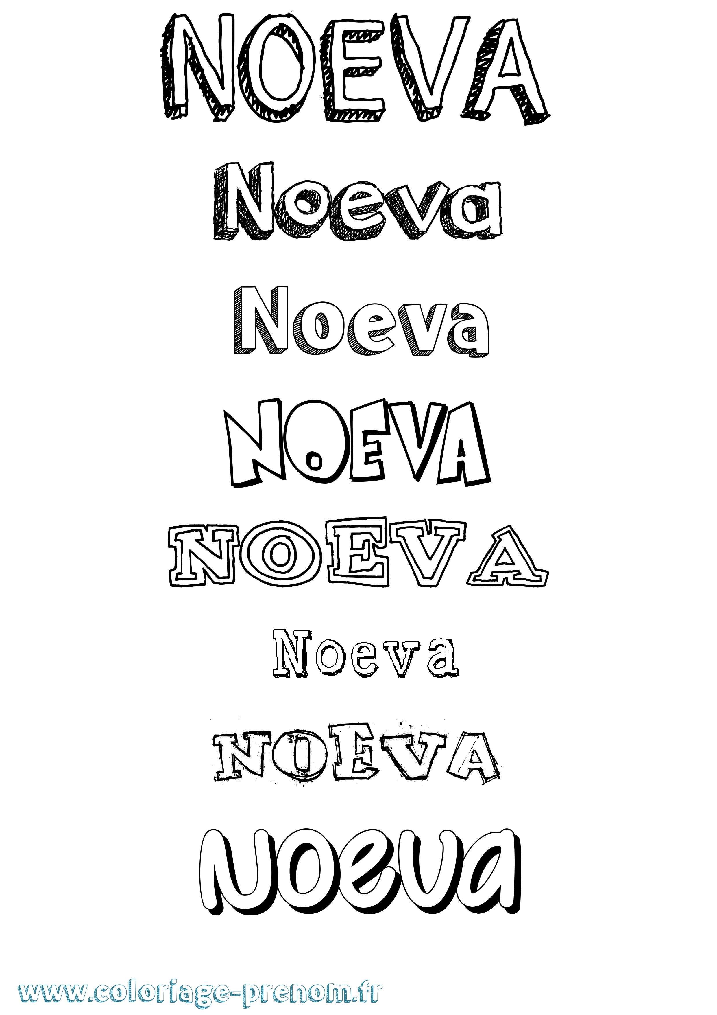 Coloriage prénom Noeva Dessiné