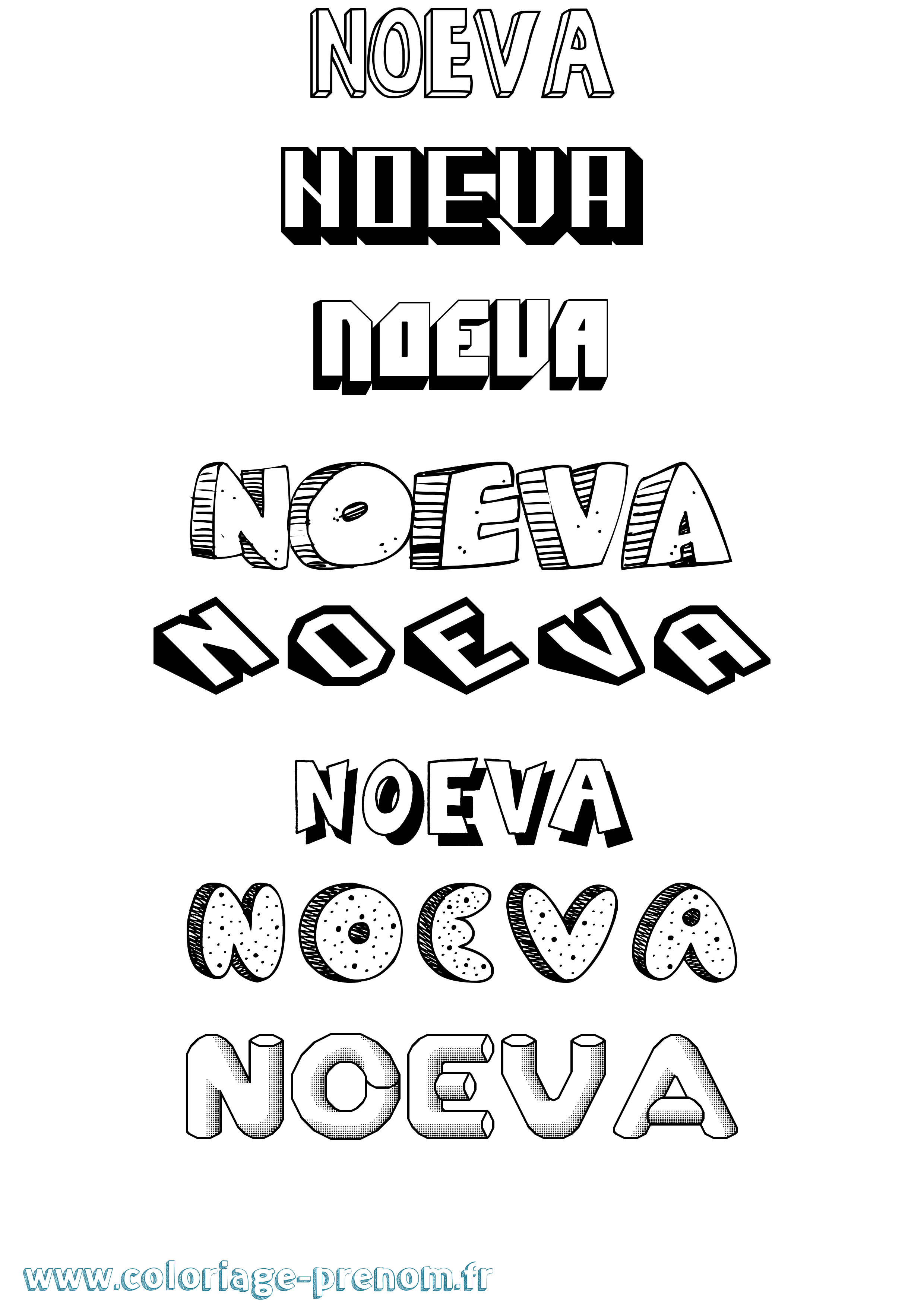 Coloriage prénom Noeva Effet 3D