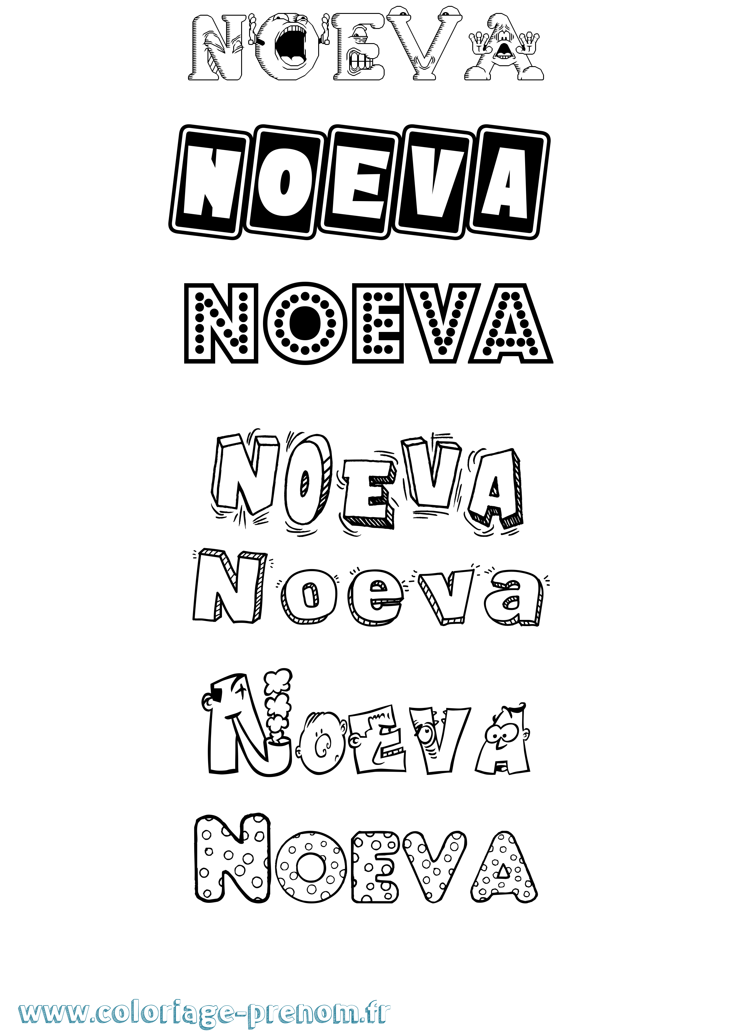 Coloriage prénom Noeva Fun