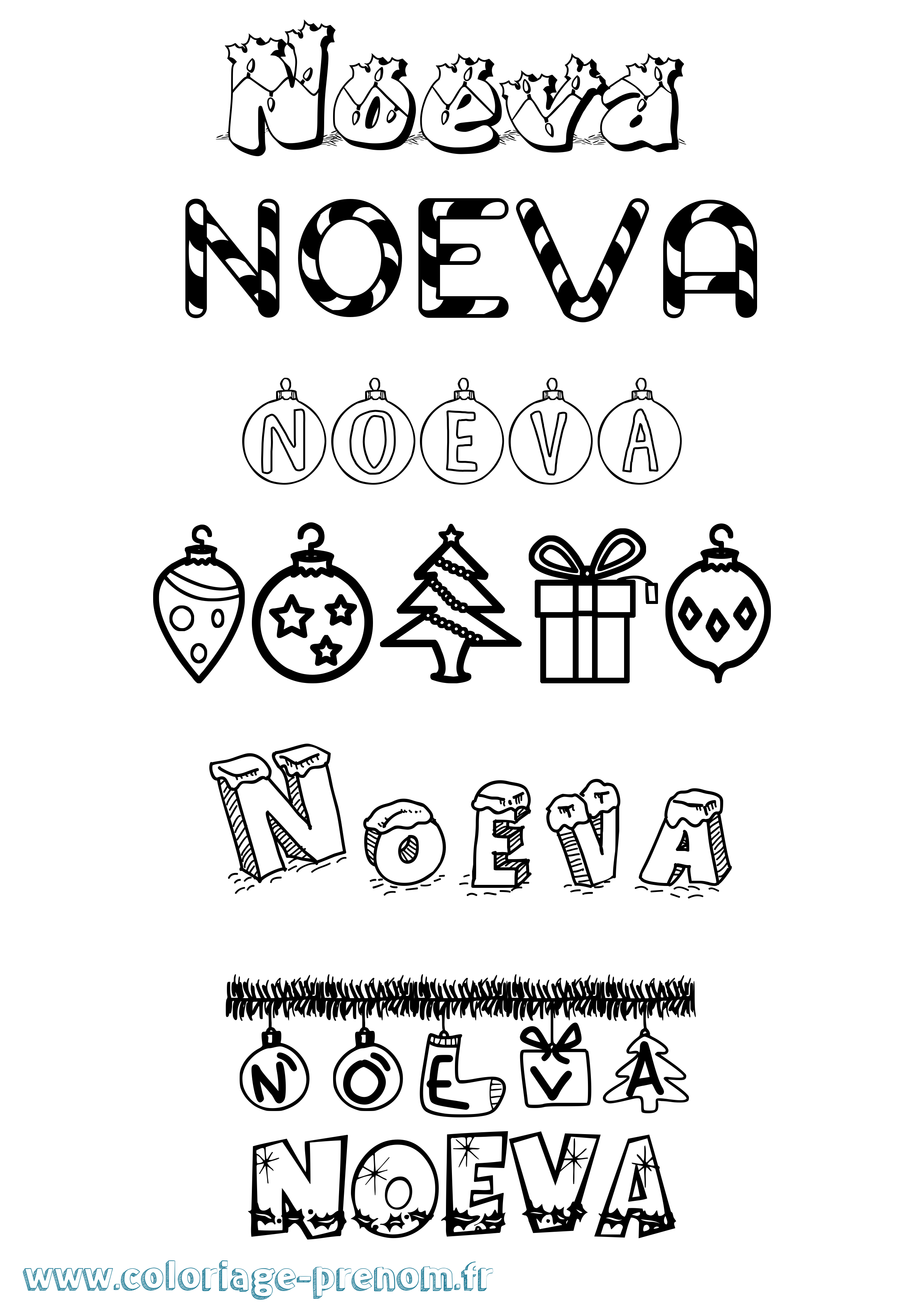 Coloriage prénom Noeva Noël