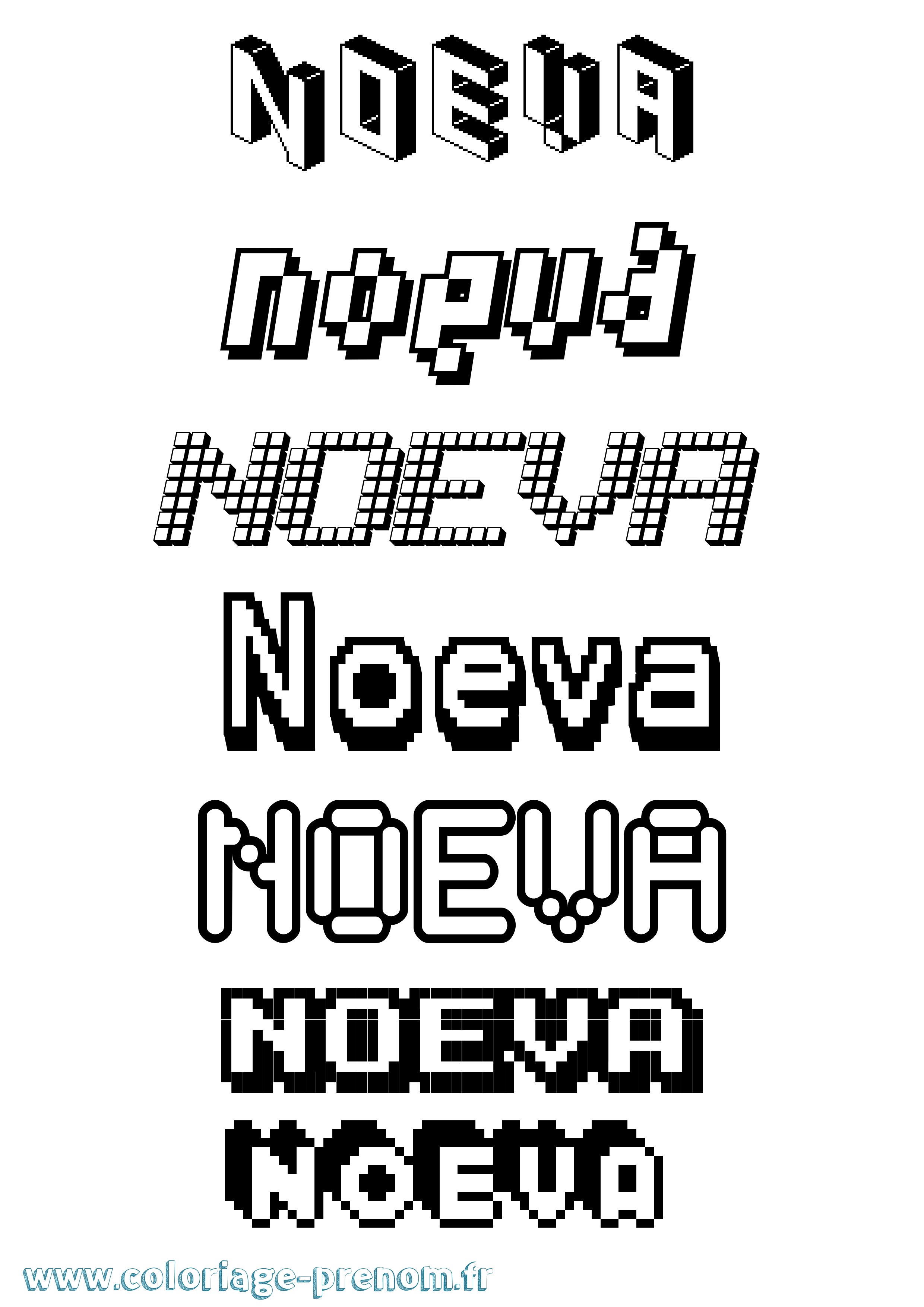 Coloriage prénom Noeva Pixel