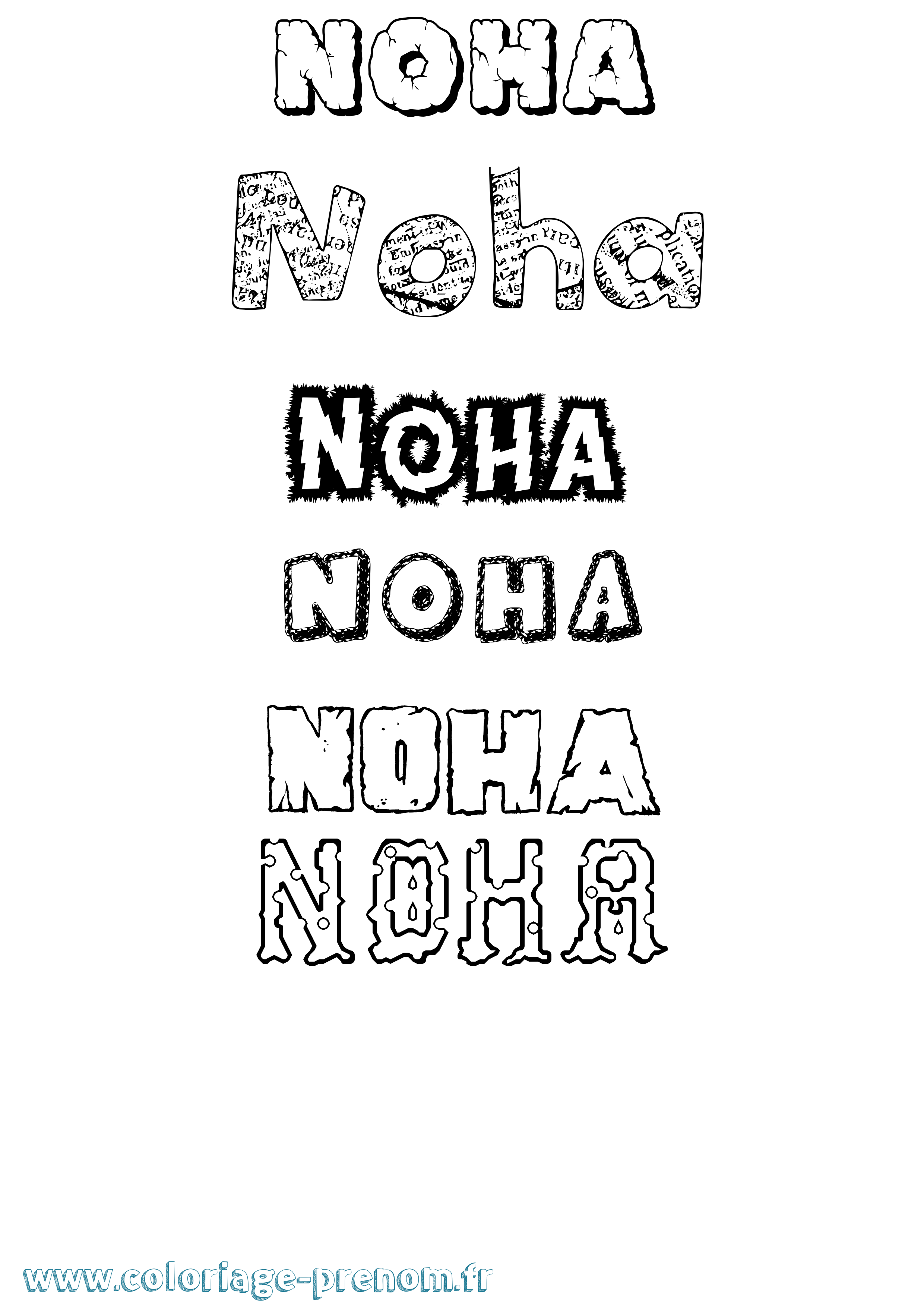 Coloriage Noha Coloriage prénom Noha