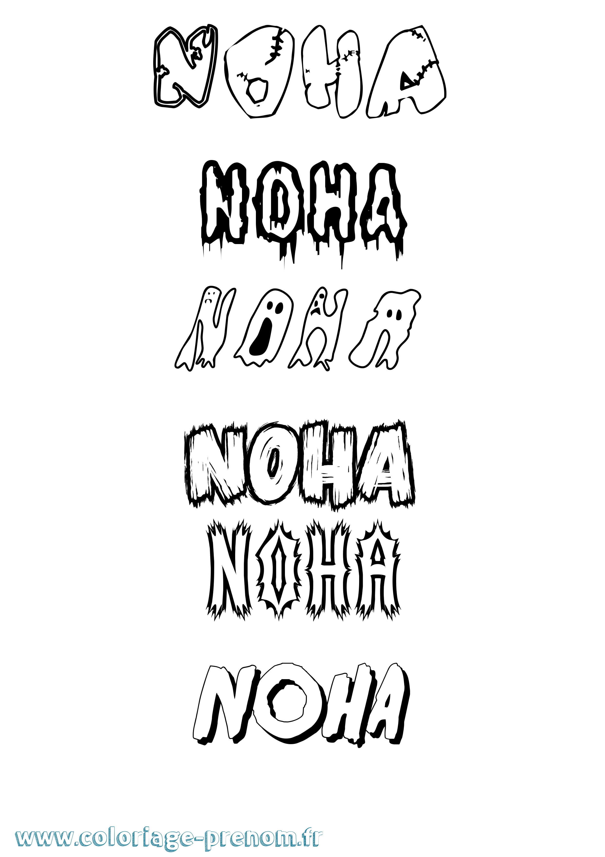 Coloriage prénom Noha