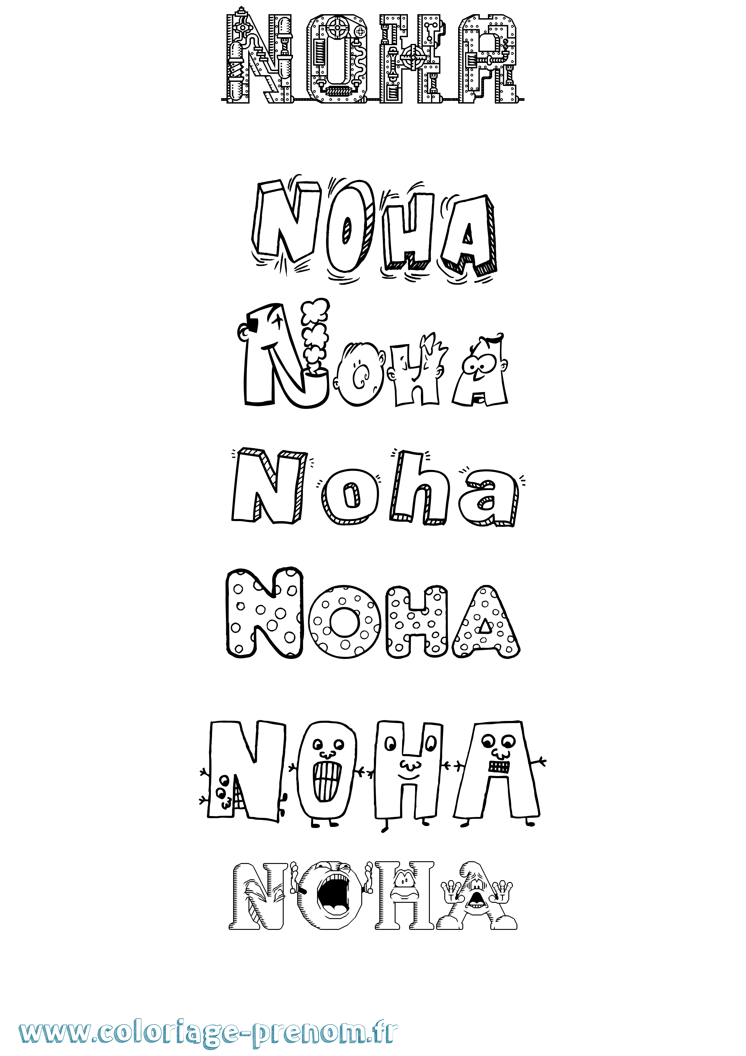 Coloriage Noha Coloriage prénom Noha