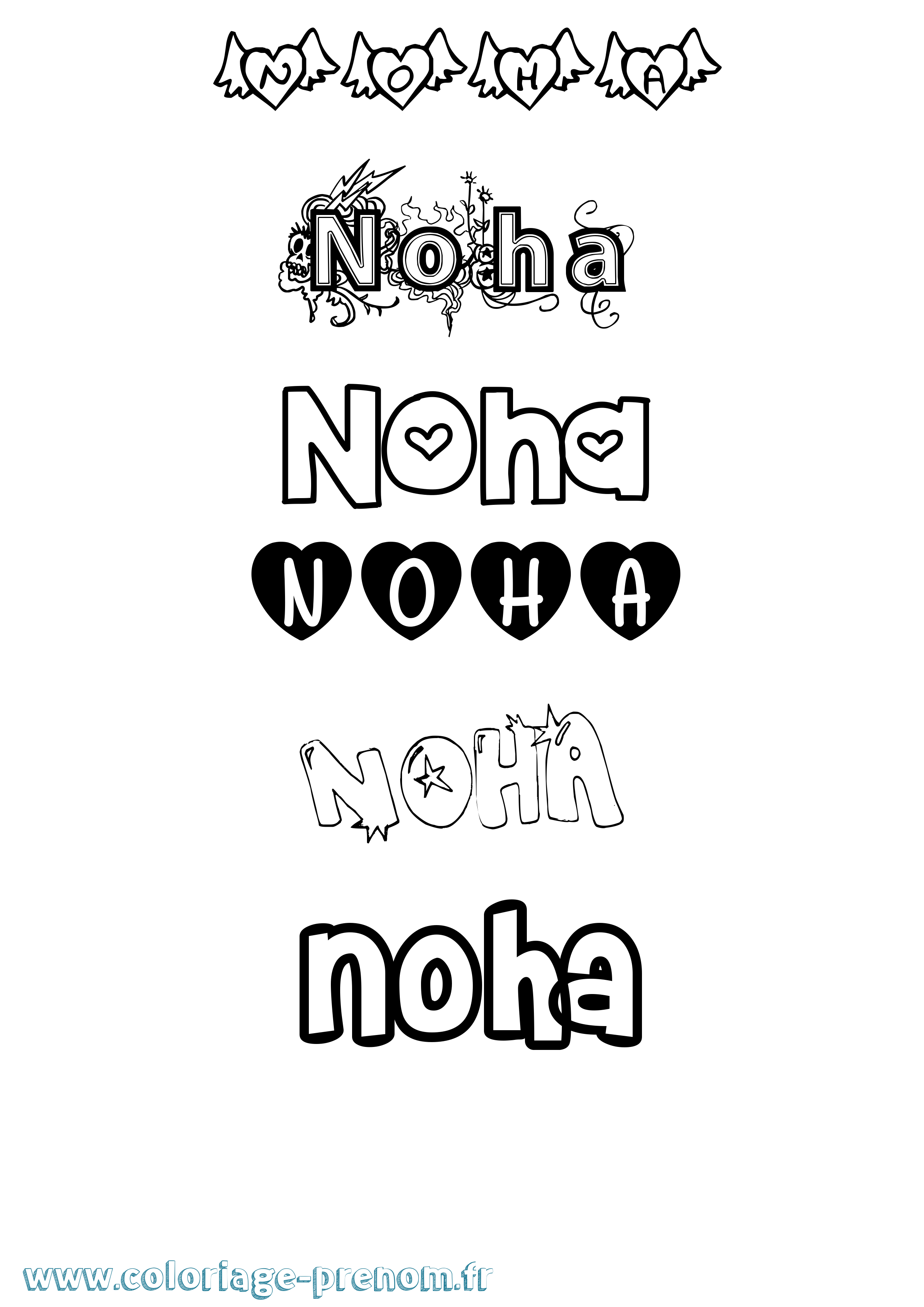Coloriage Noha Coloriage prénom Noha