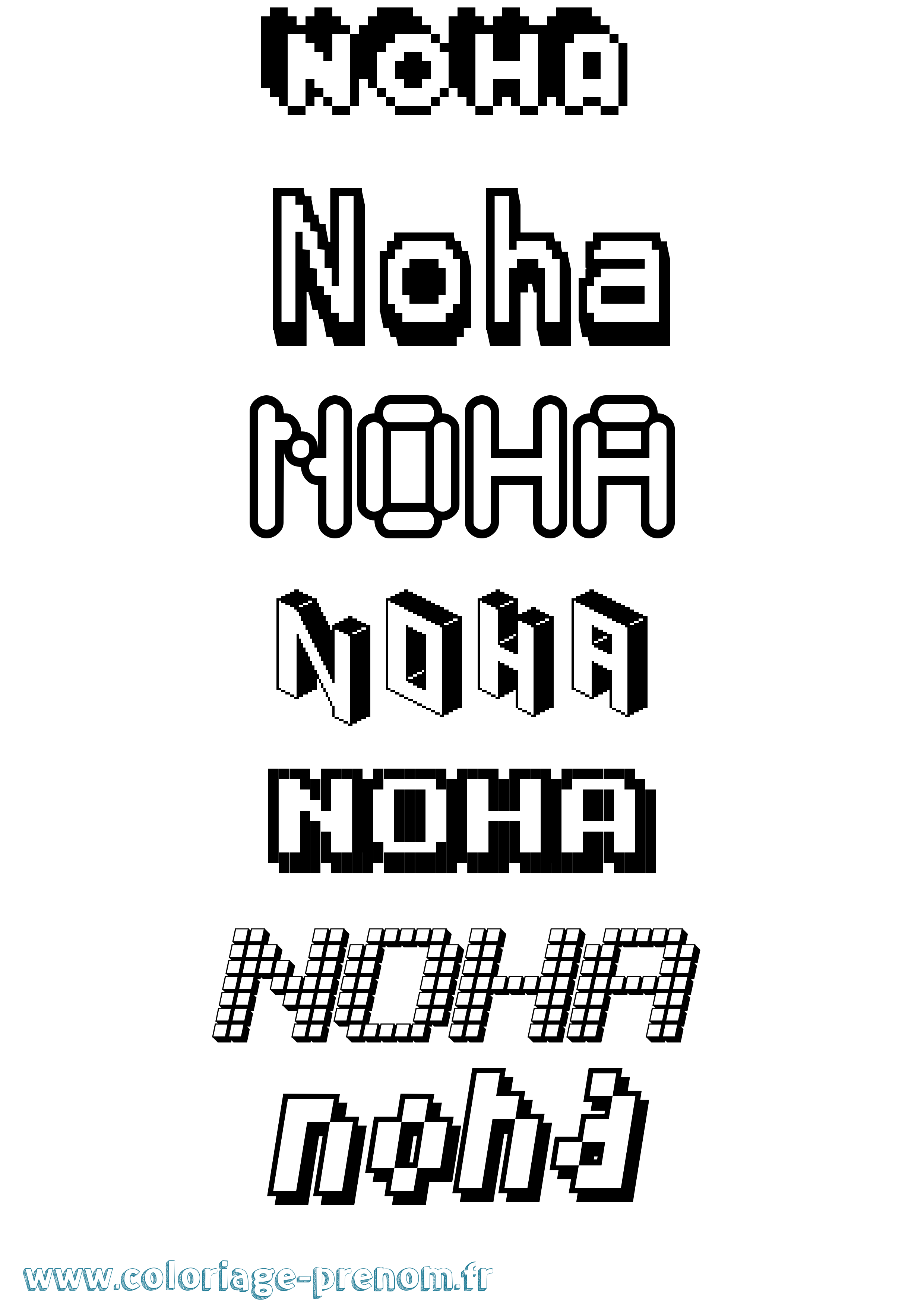 Coloriage Noha Coloriage prénom Noha
