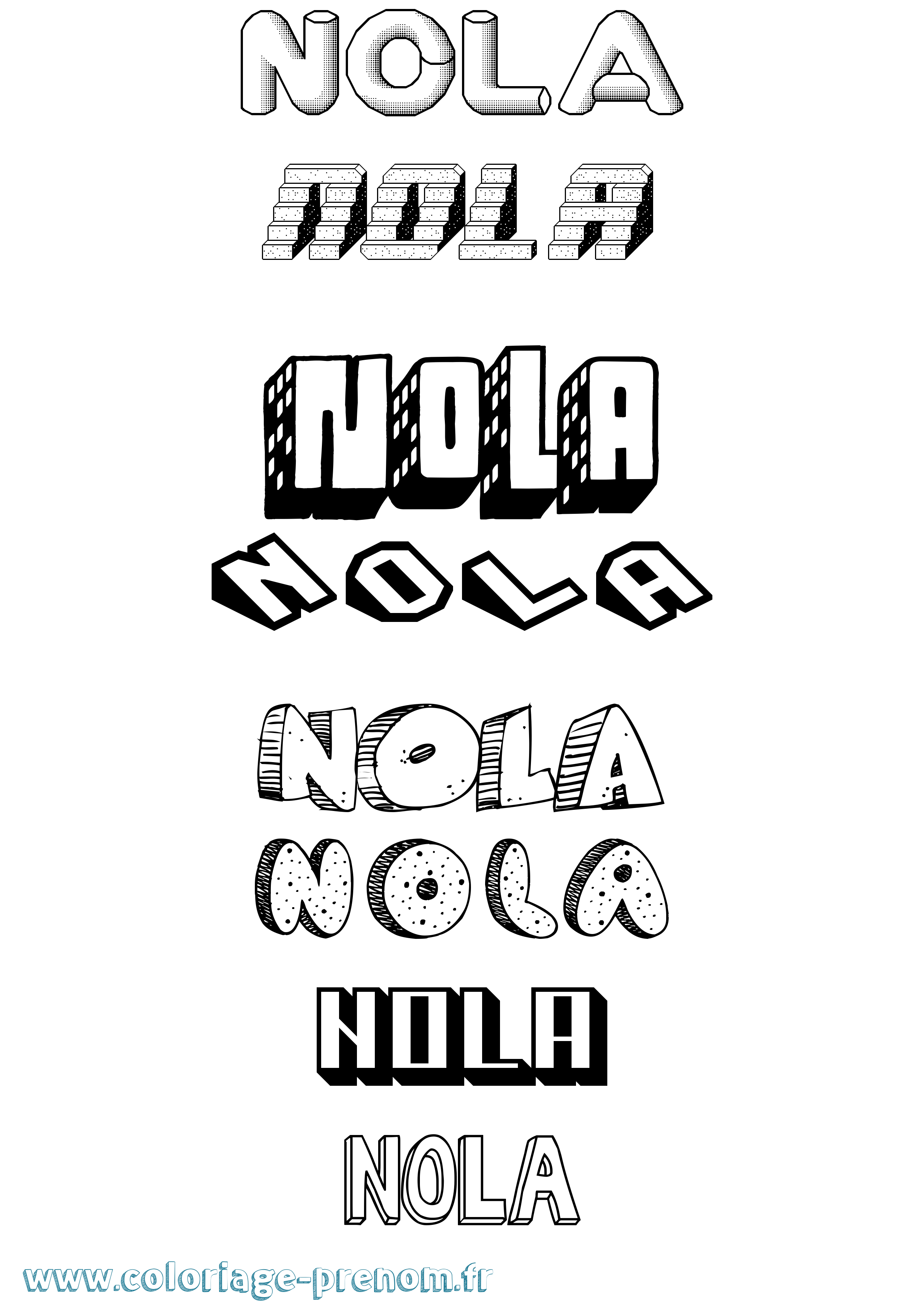 Coloriage Nola Effet 3D Coloriage prénom Nola Effet 3D
