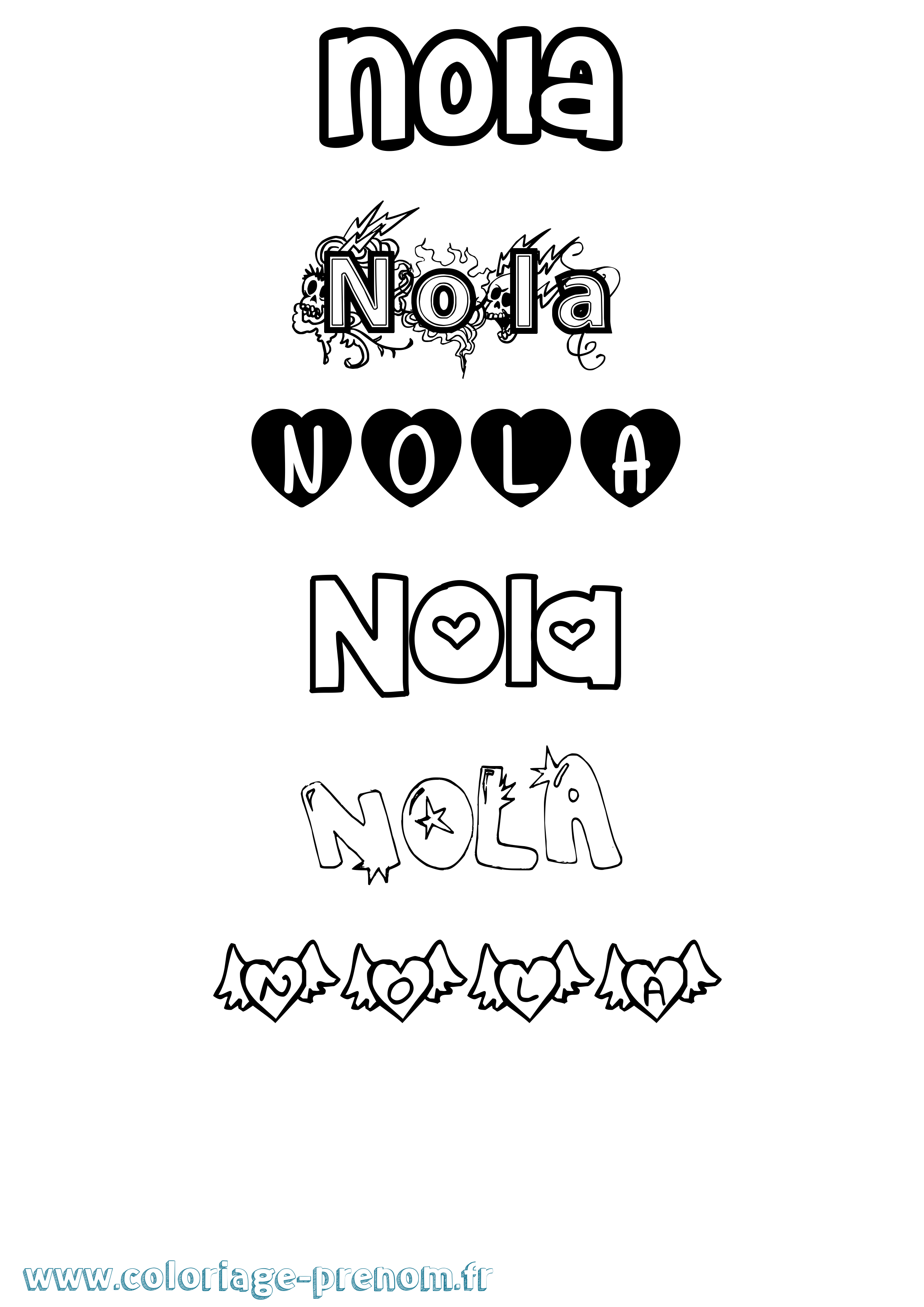 Coloriage Nola Girly Coloriage prénom Nola Girly