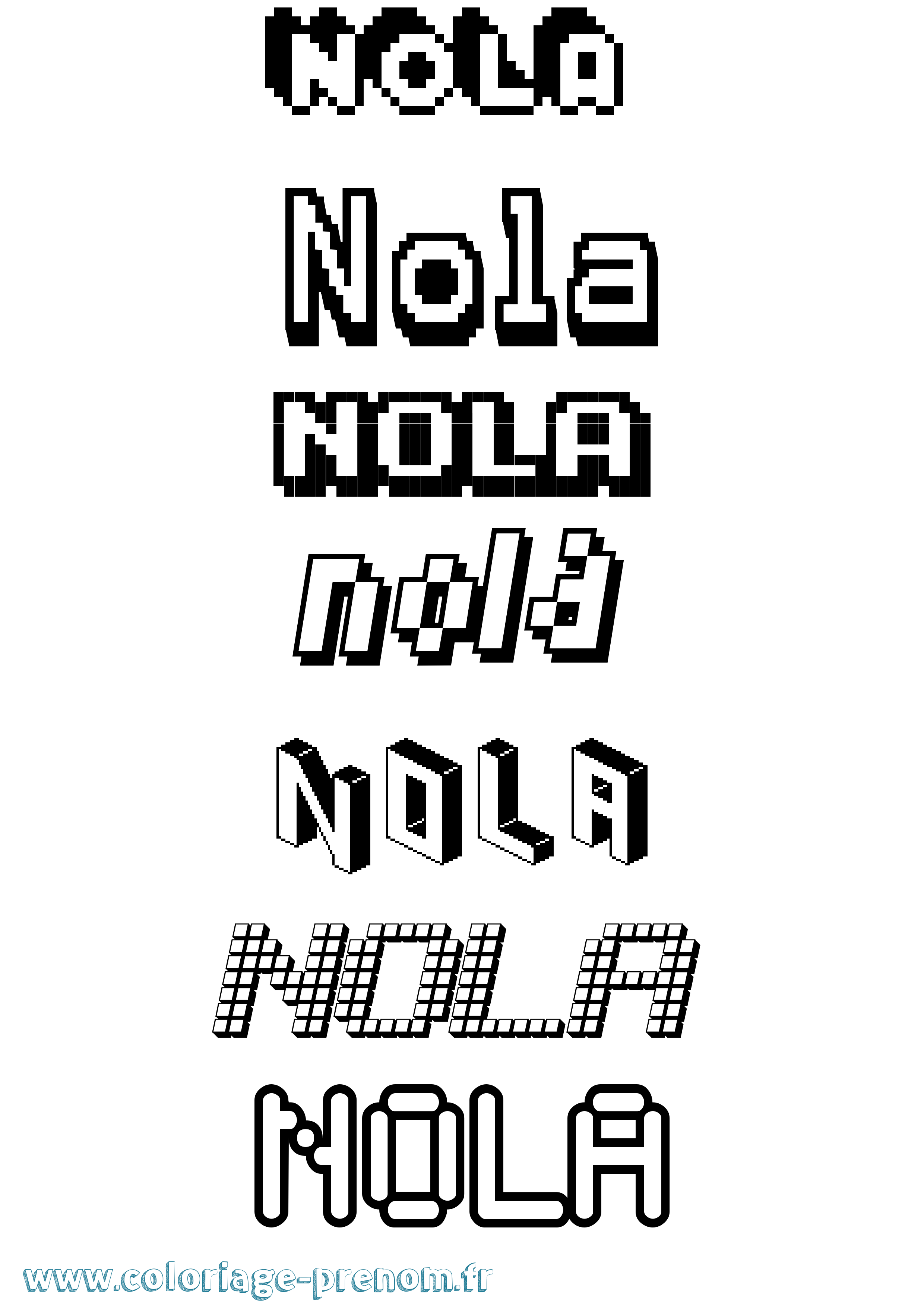 Coloriage Nola Pixel Coloriage prénom Nola Pixel