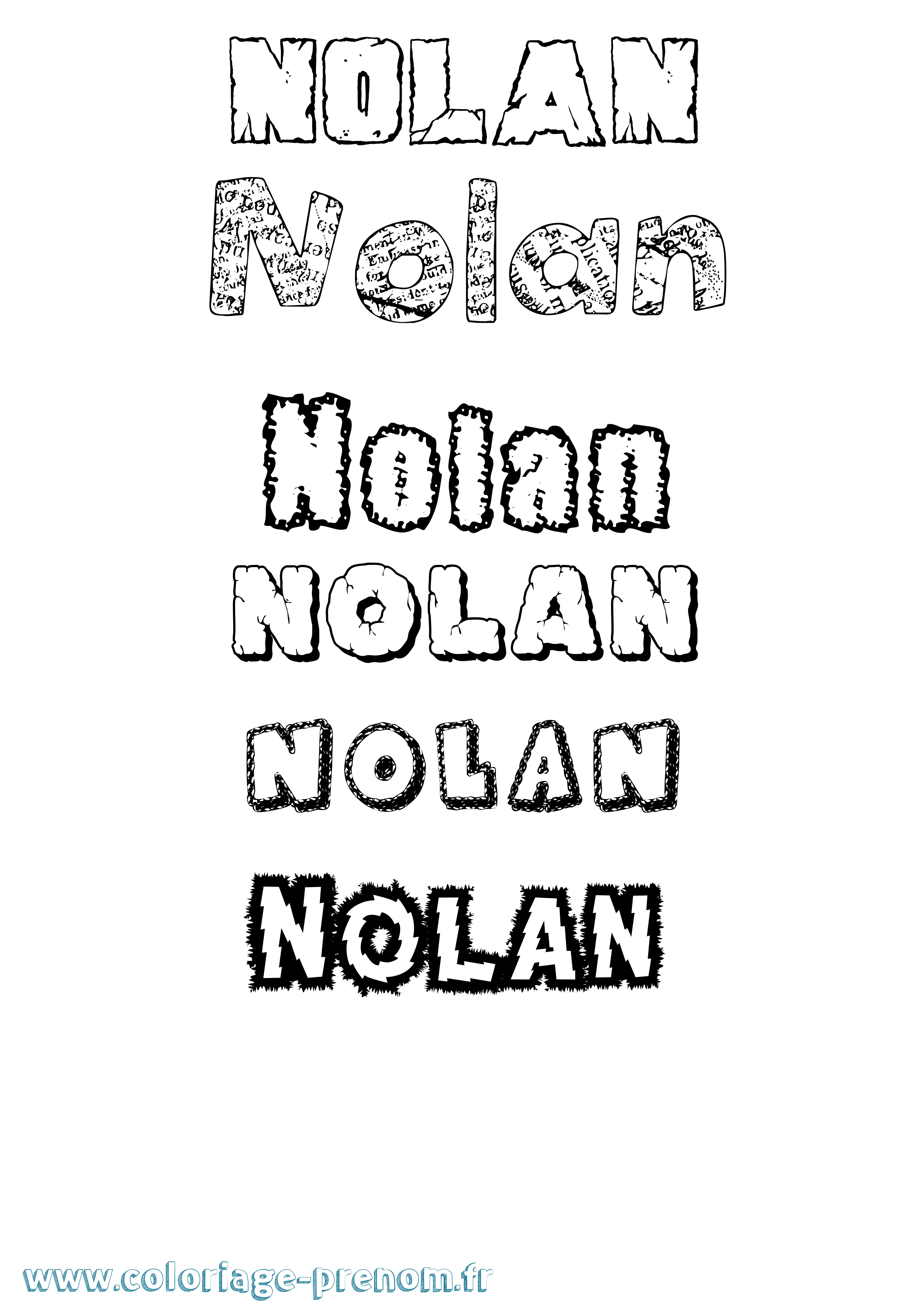 Coloriage prénom Nolan Destructuré