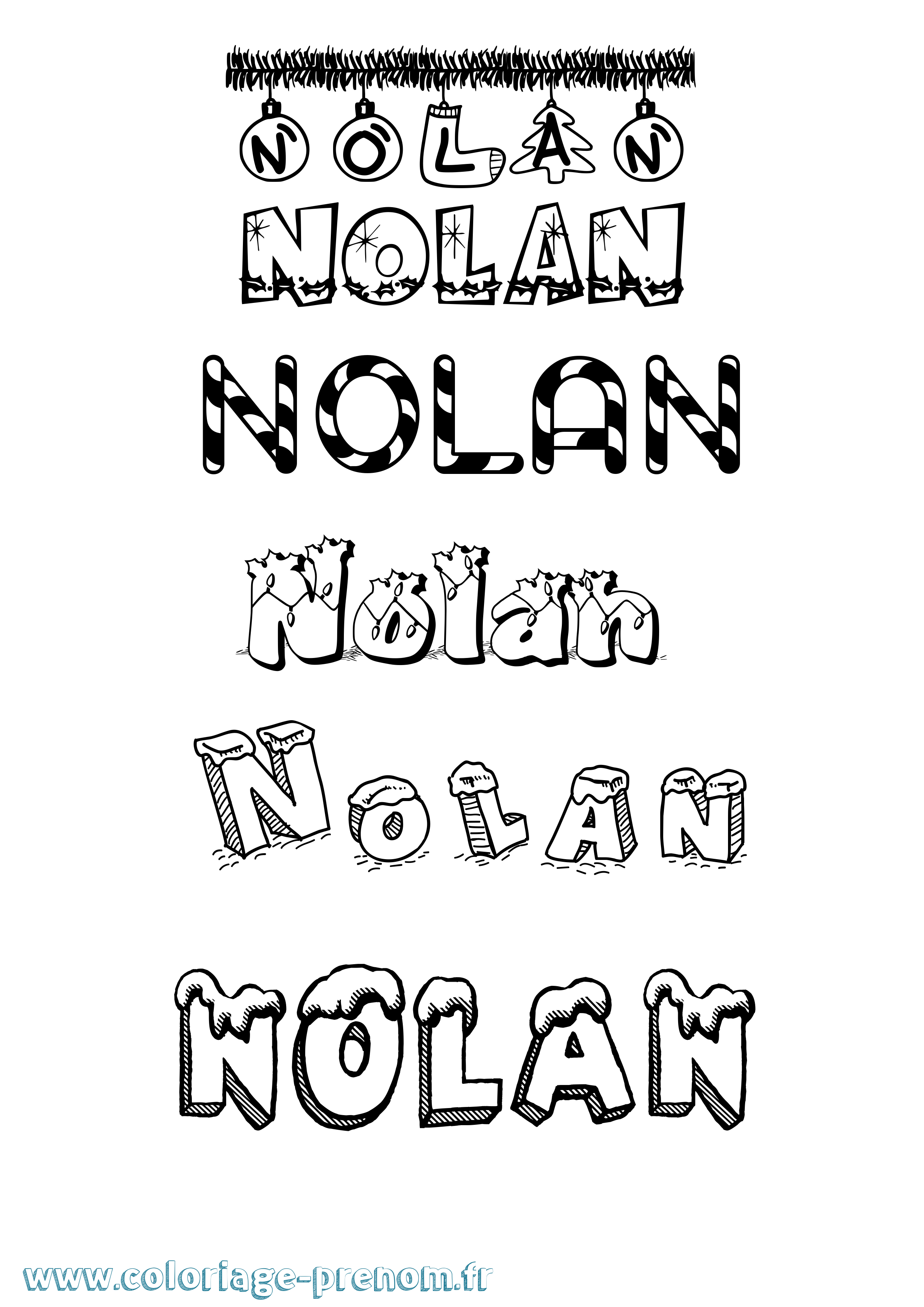Coloriage prénom Nolan Noël