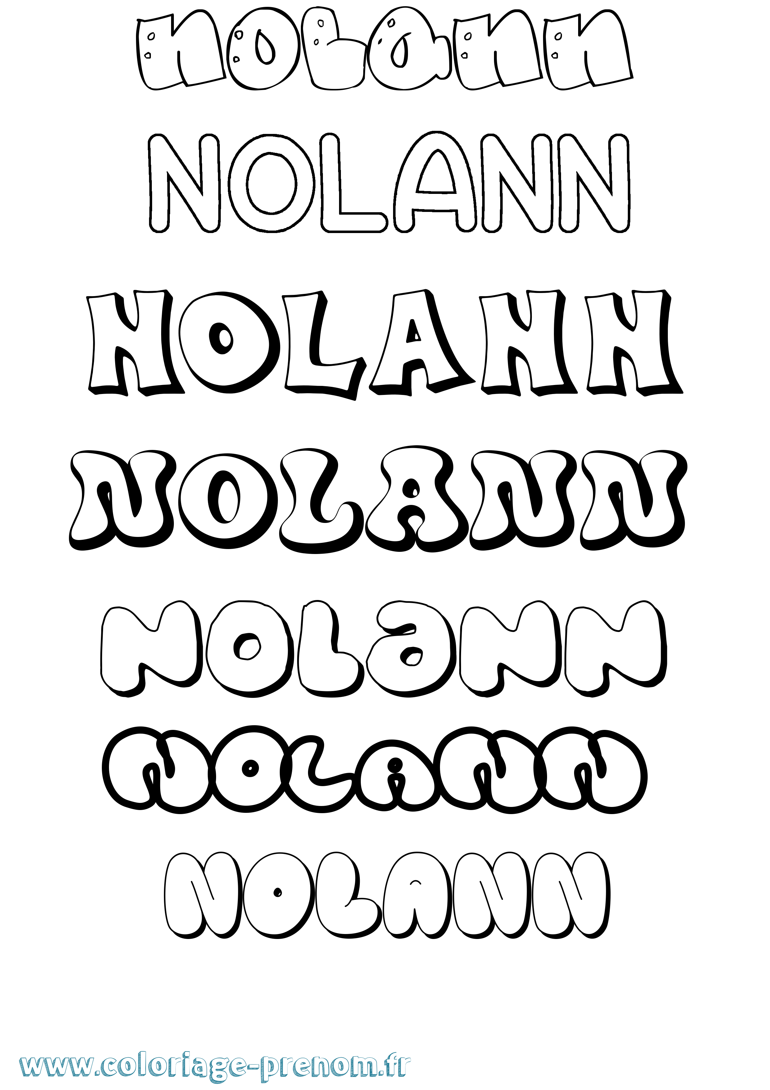 Coloriage prénom Nolann Bubble