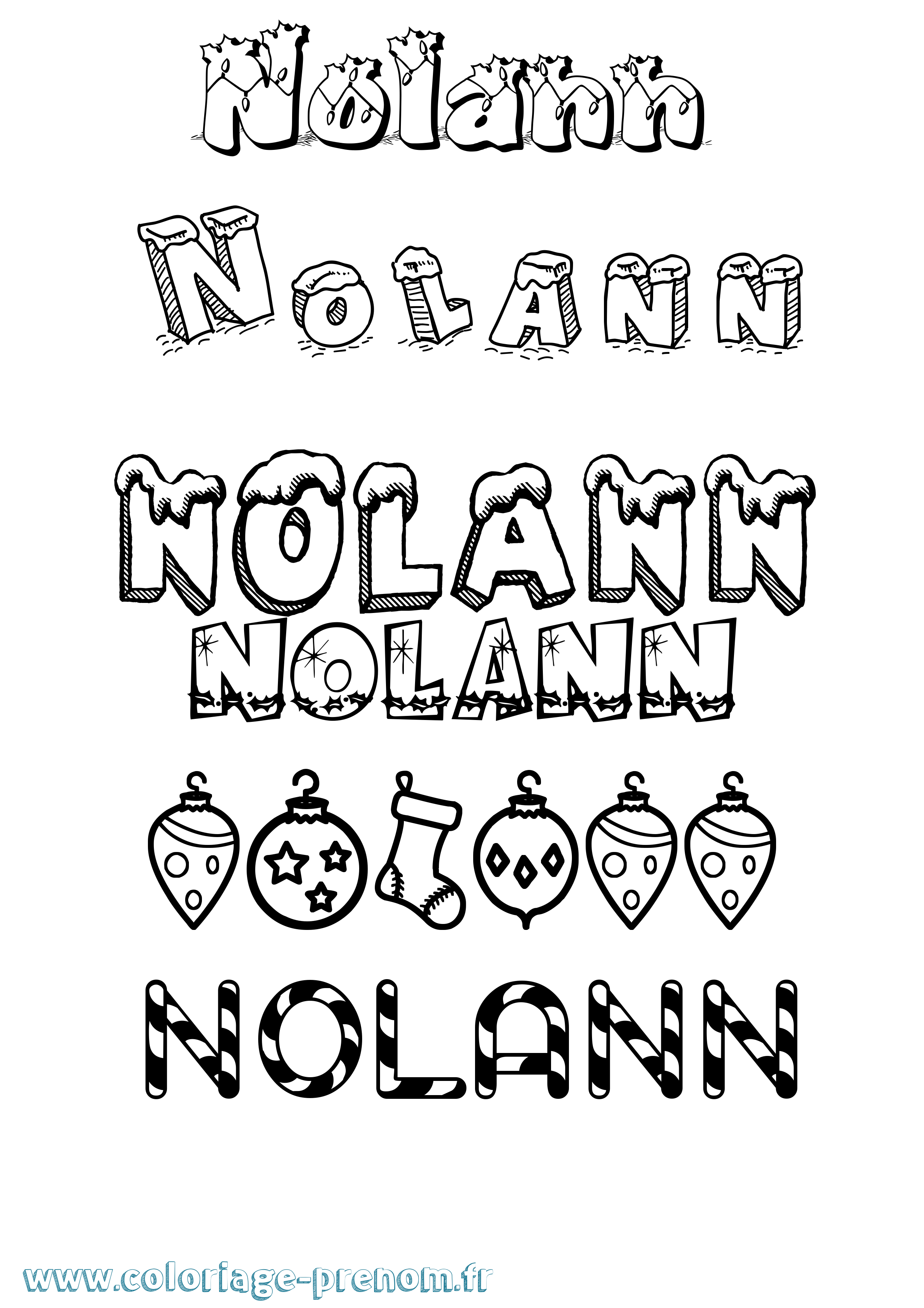 Coloriage prénom Nolann Noël