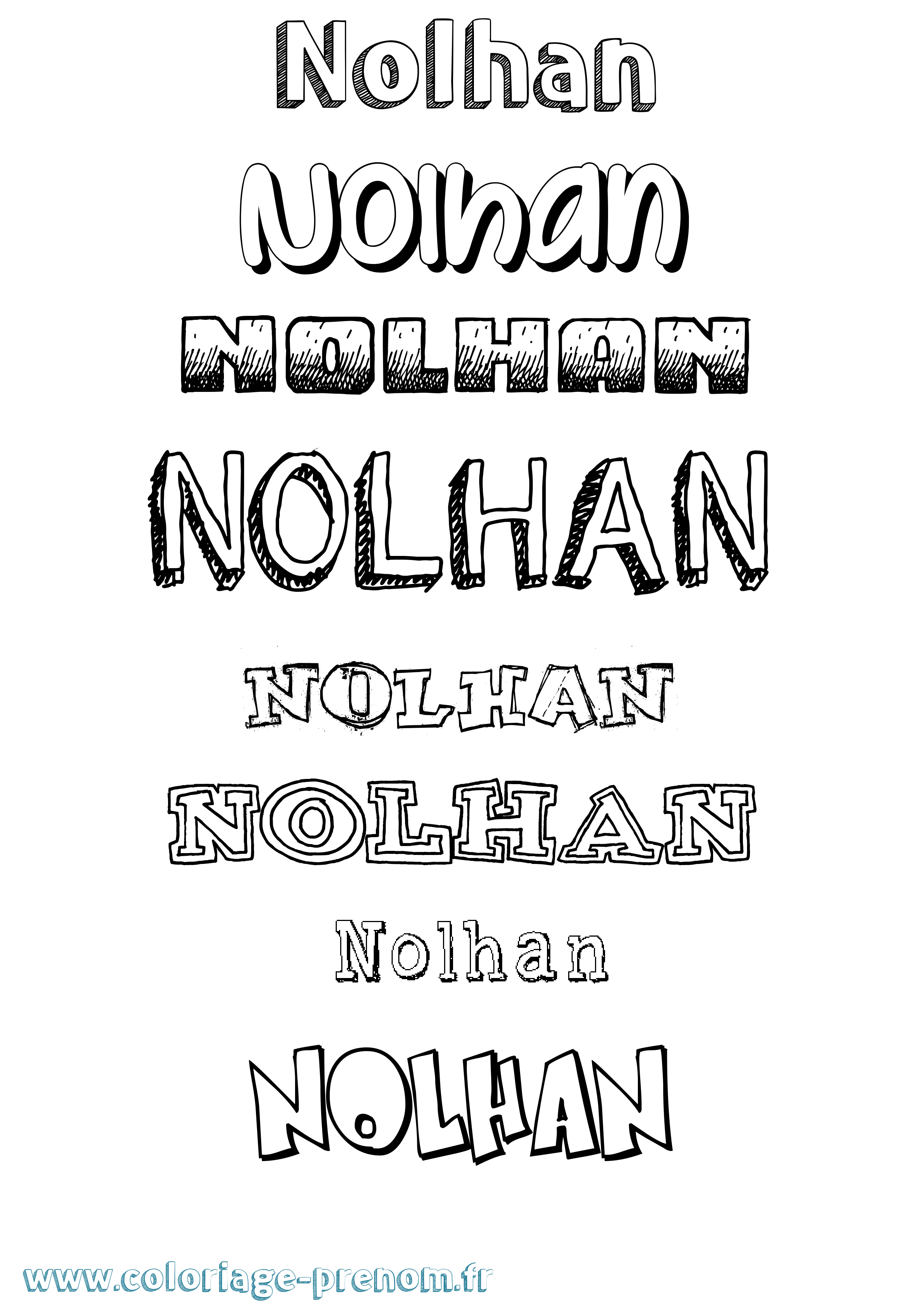 Coloriage prénom Nolhan Dessiné