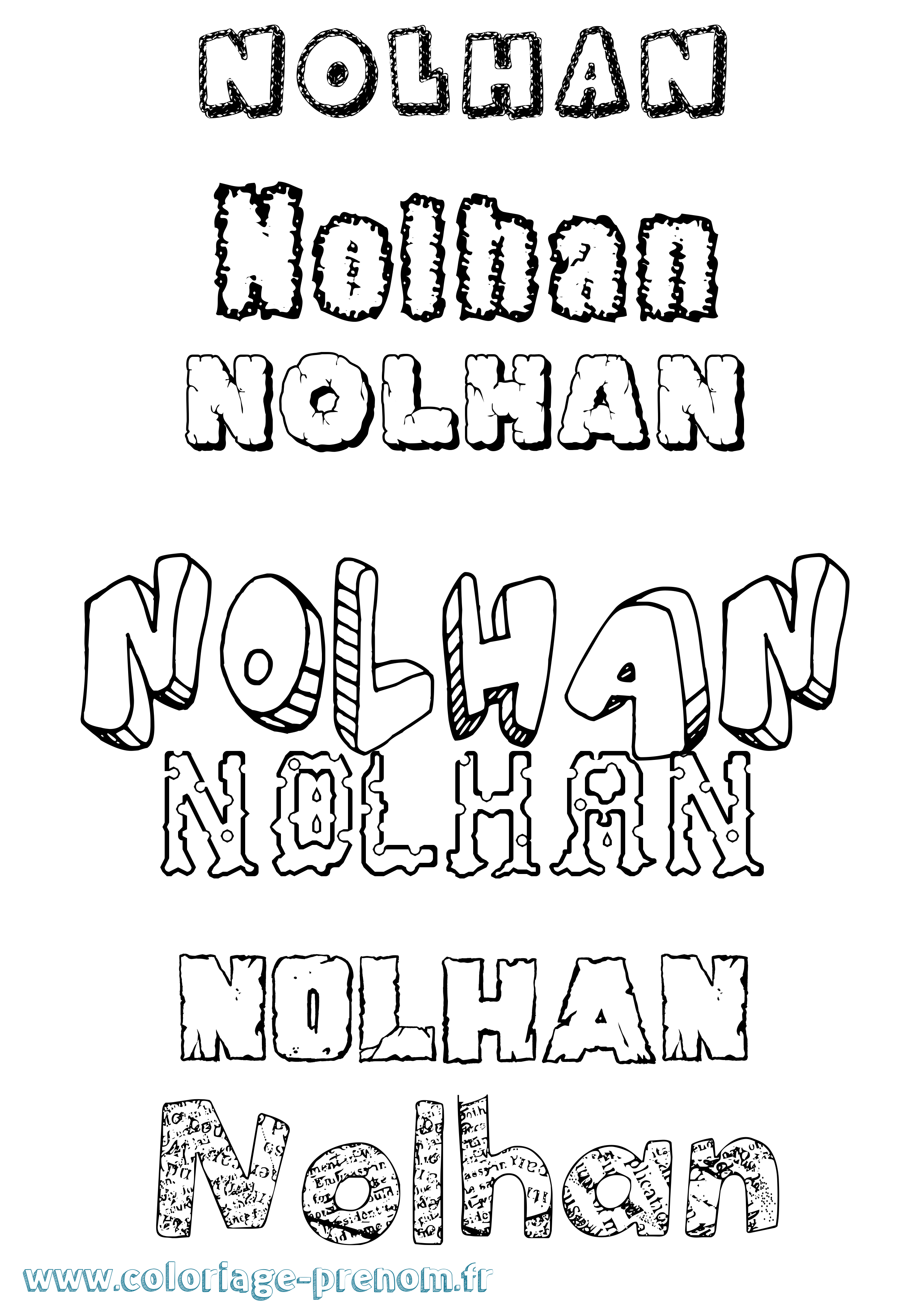 Coloriage prénom Nolhan Destructuré