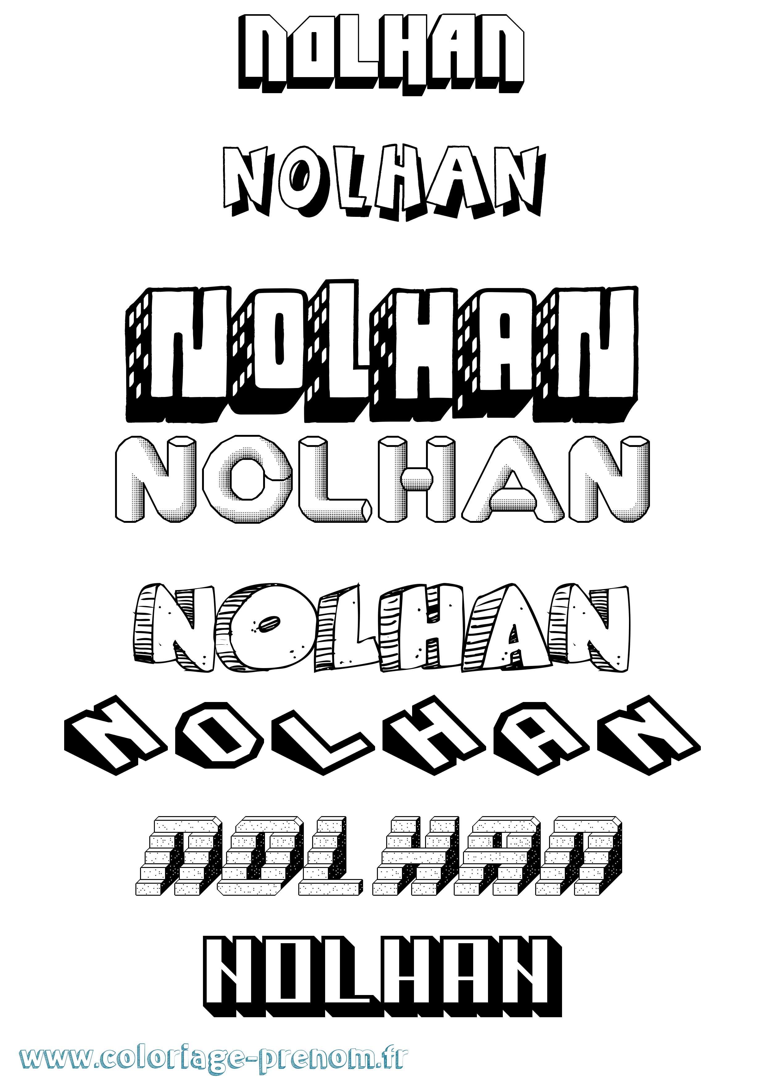 Coloriage prénom Nolhan Effet 3D