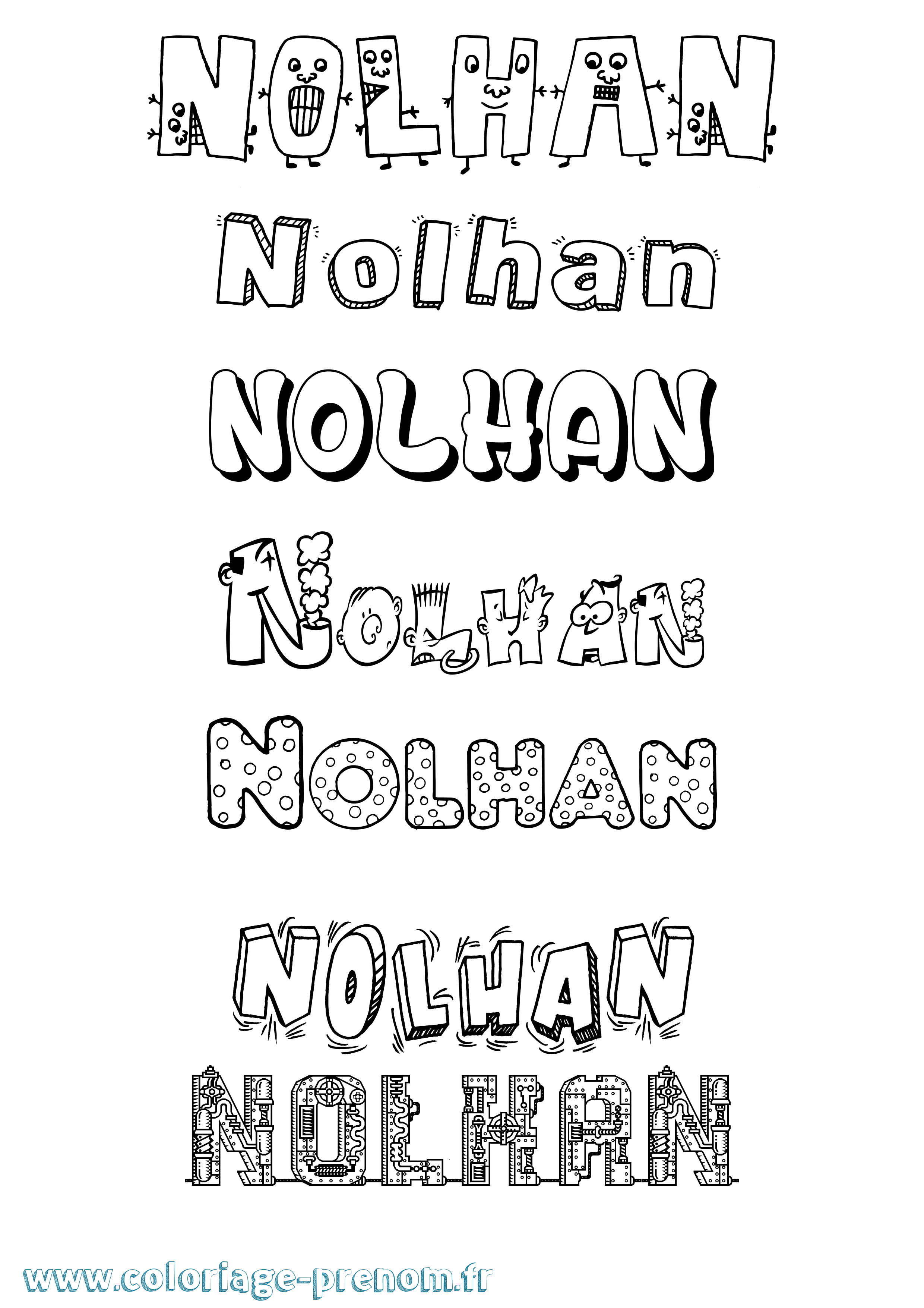 Coloriage prénom Nolhan Fun