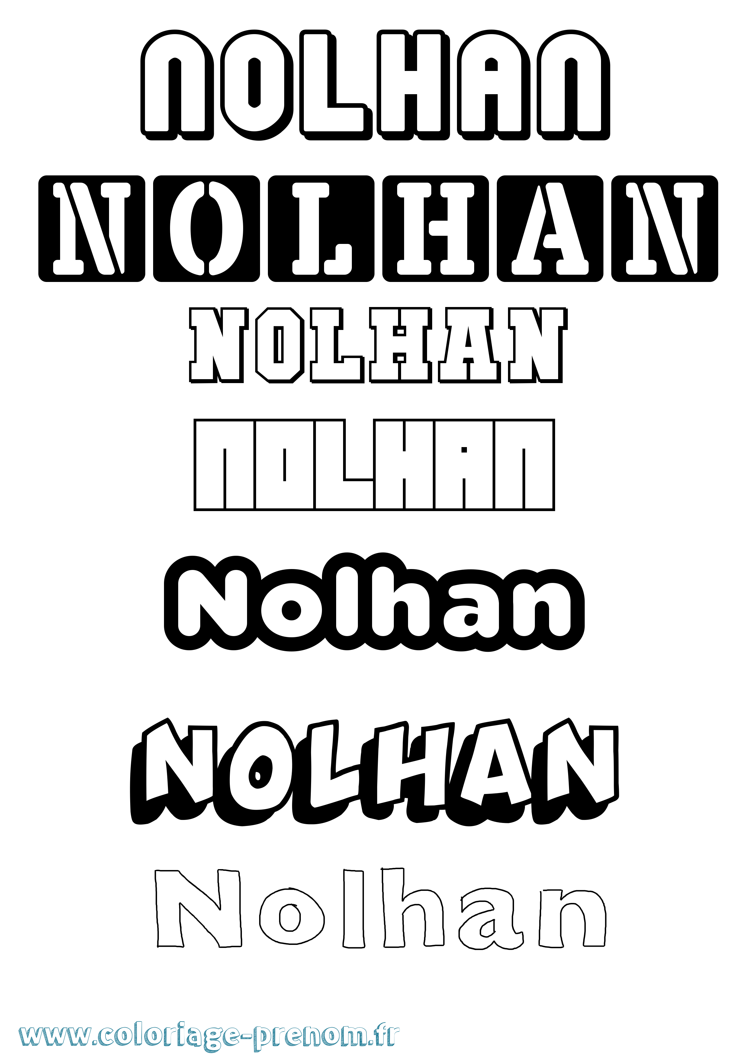 Coloriage prénom Nolhan Simple