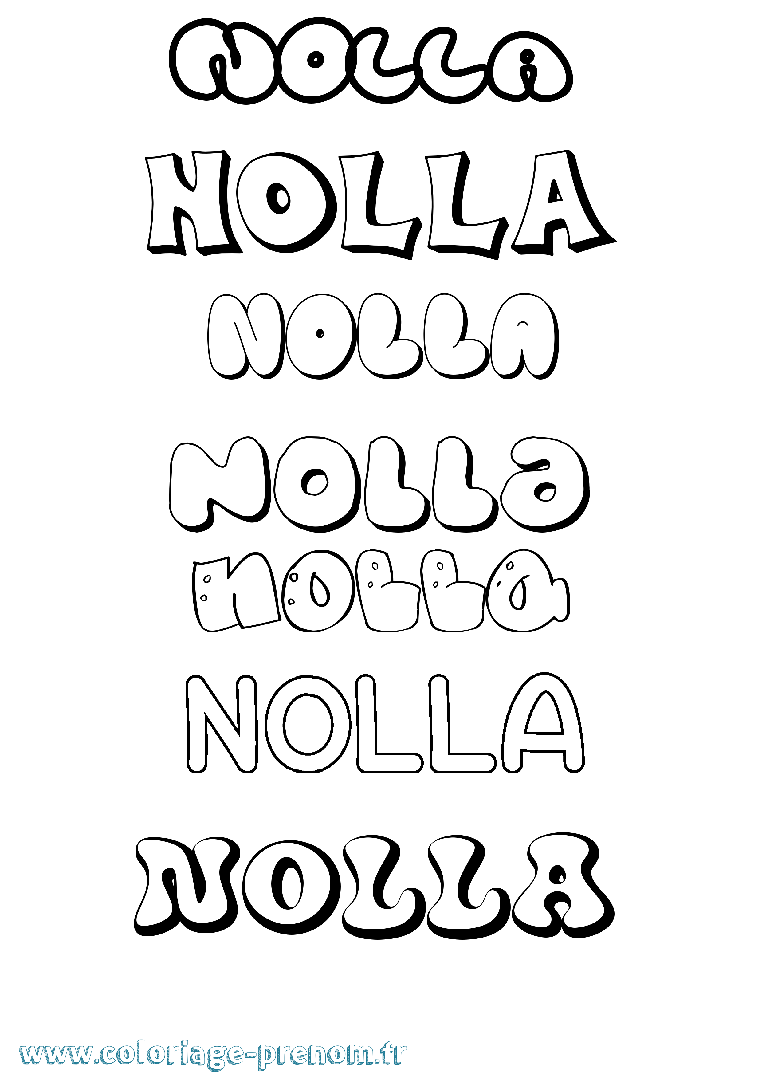Coloriage prénom Nolla Bubble