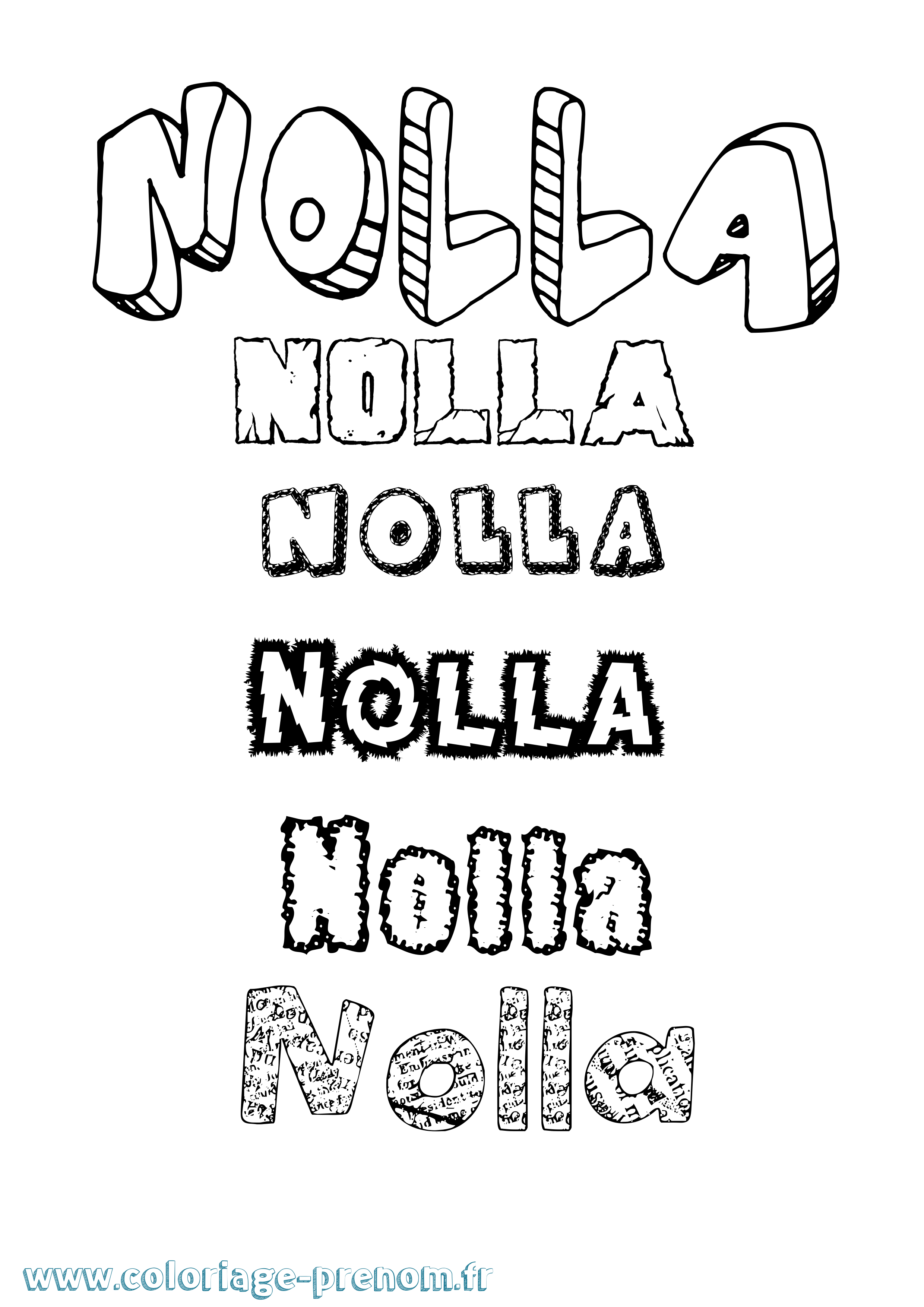 Coloriage prénom Nolla Destructuré