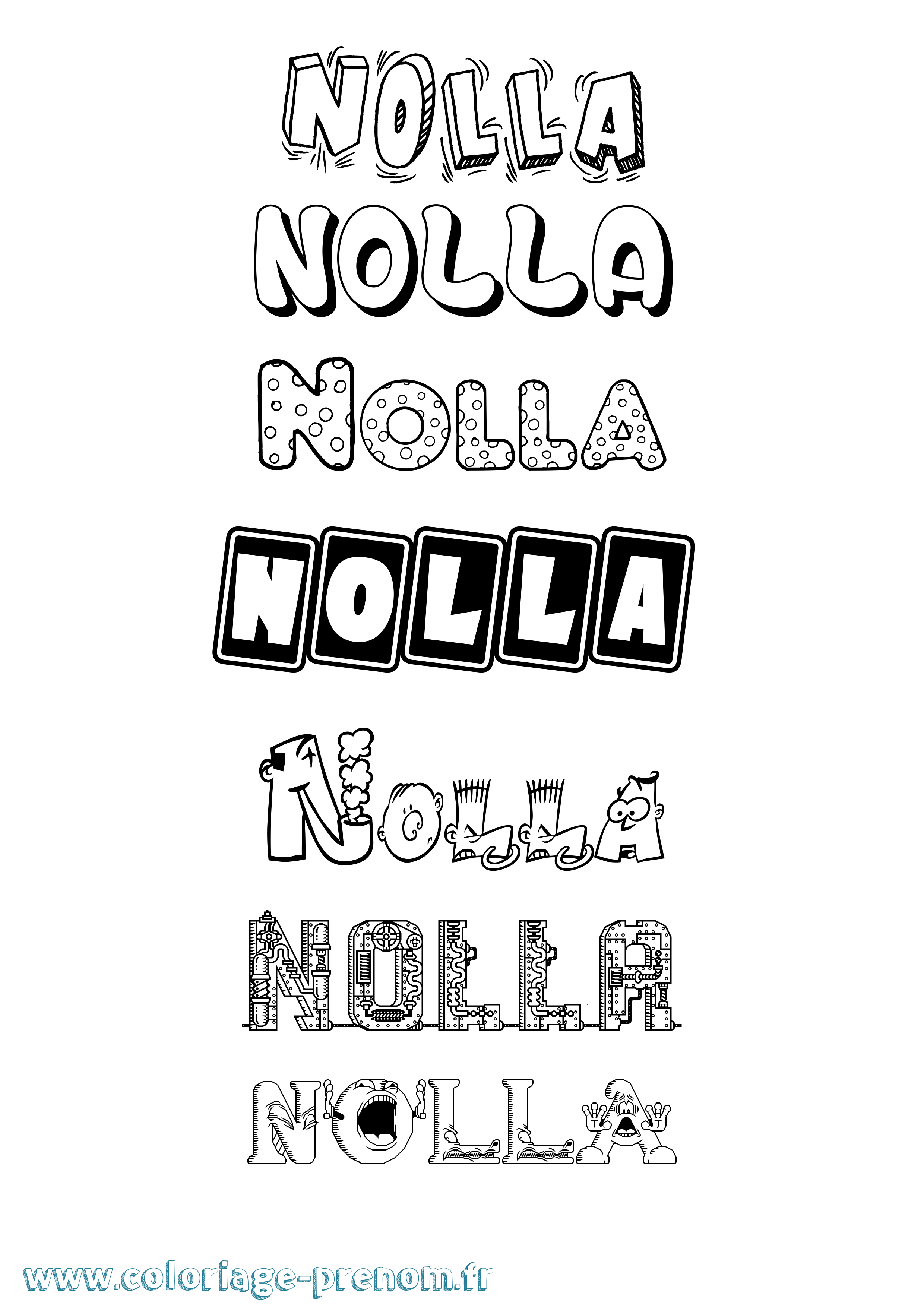 Coloriage prénom Nolla Fun