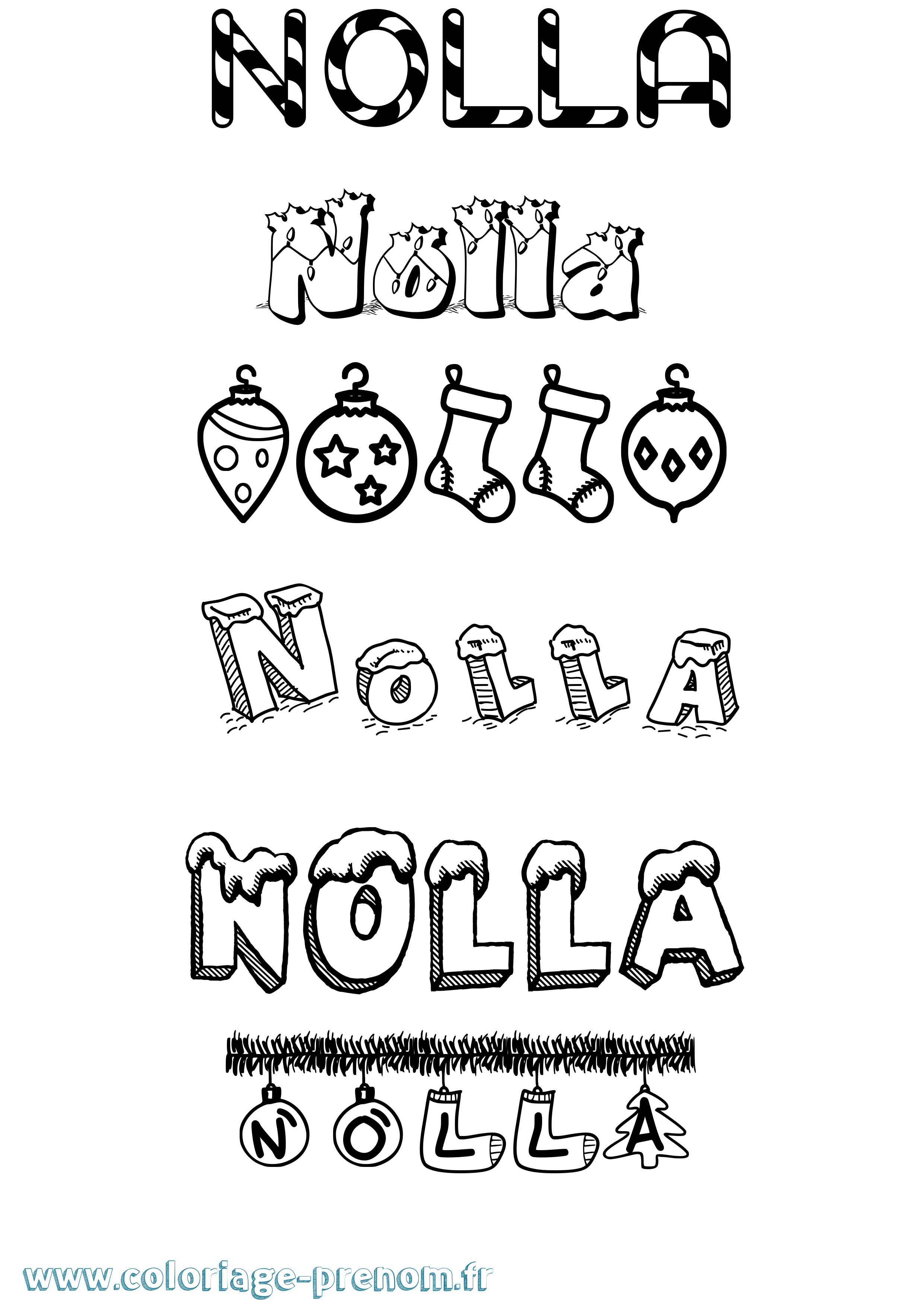 Coloriage prénom Nolla Noël