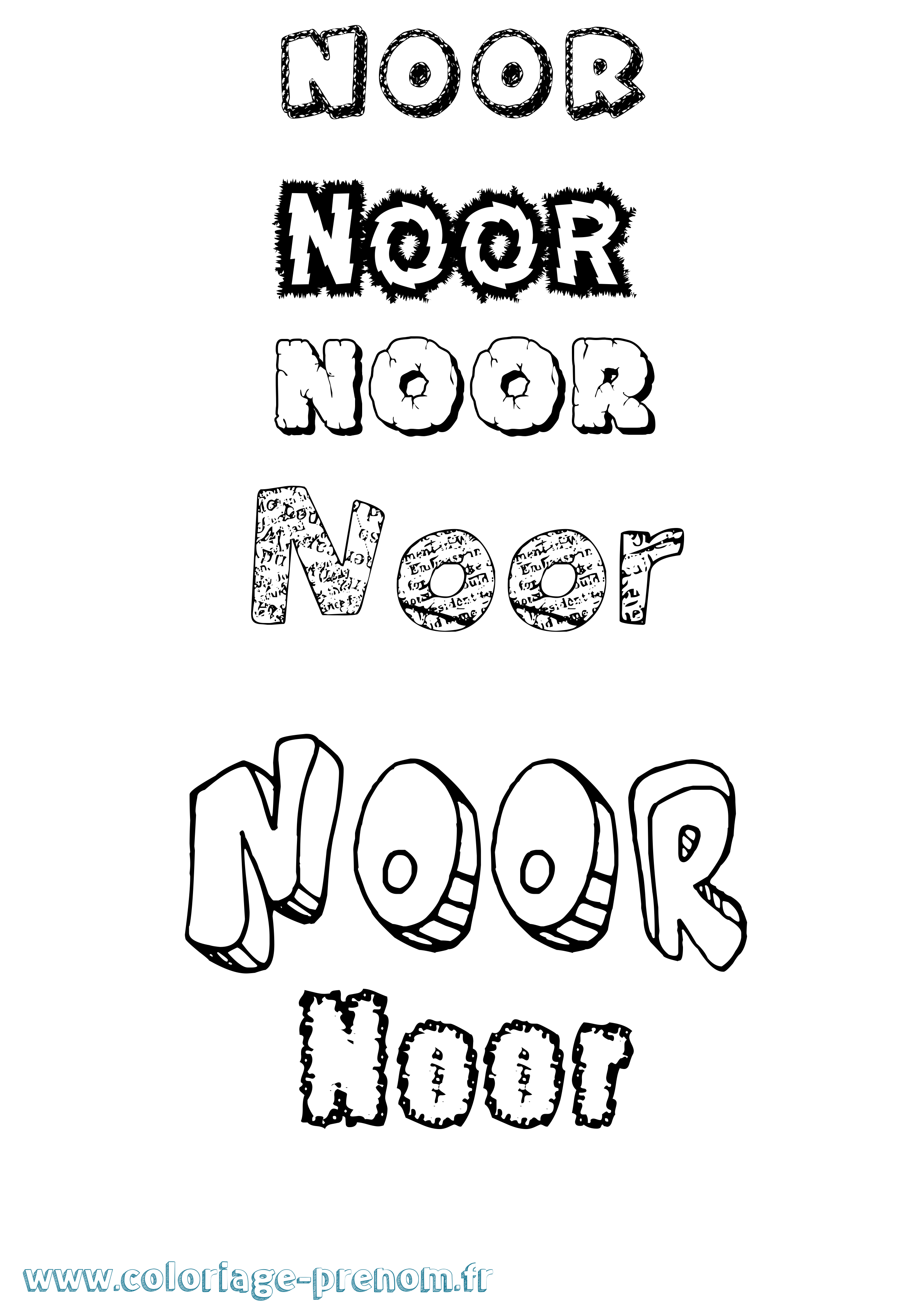 Coloriage prénom Noor