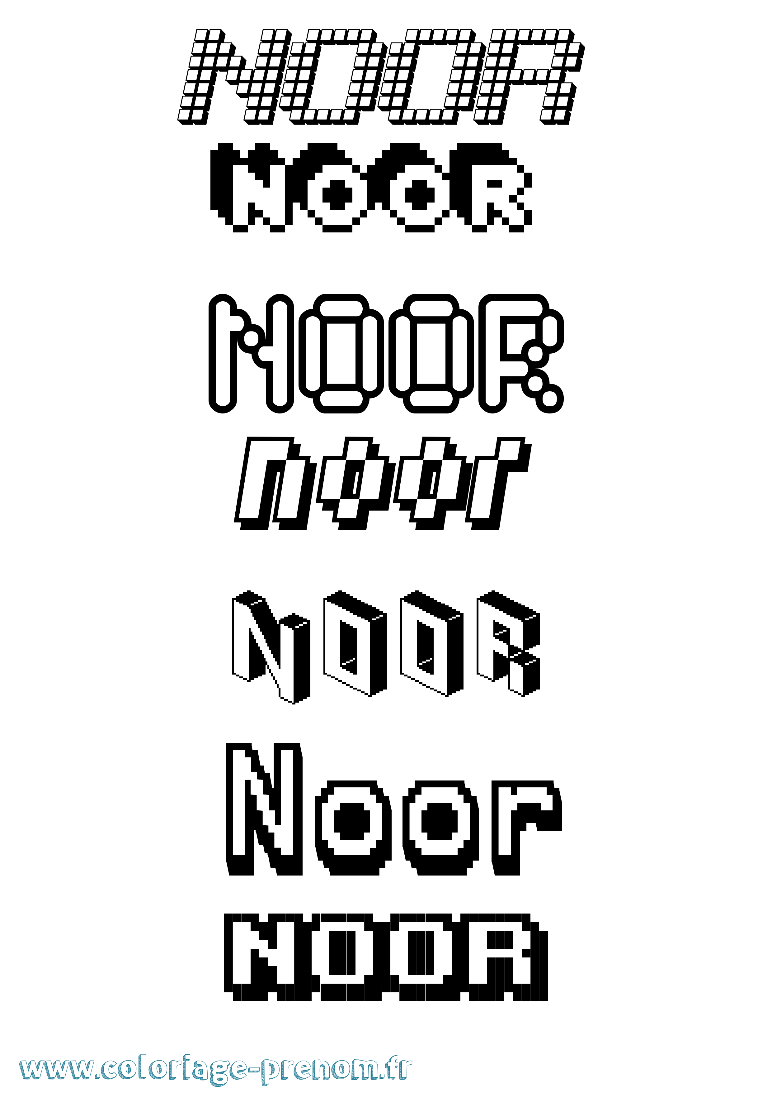 Coloriage prénom Noor