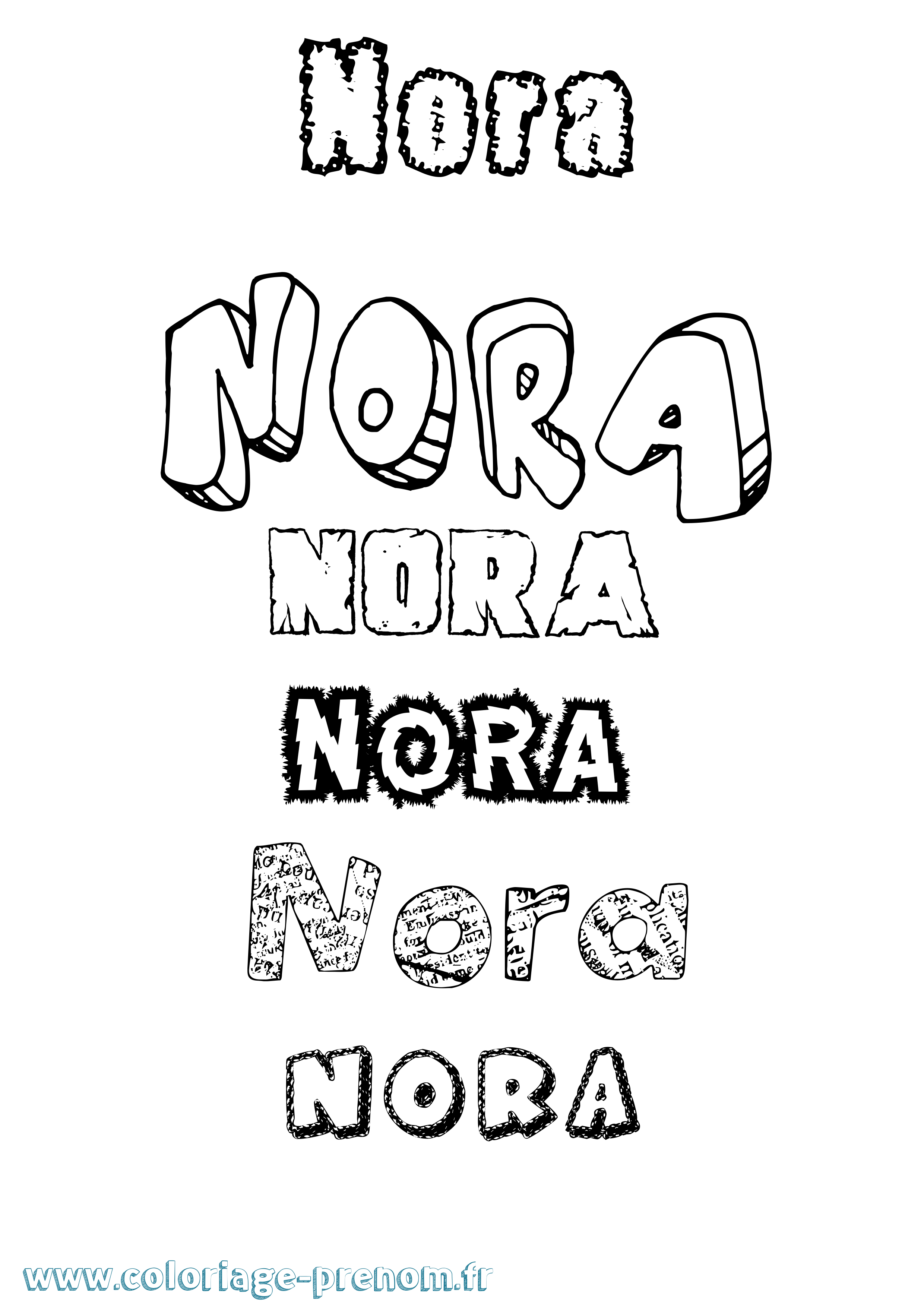Coloriage prénom Nora Destructuré