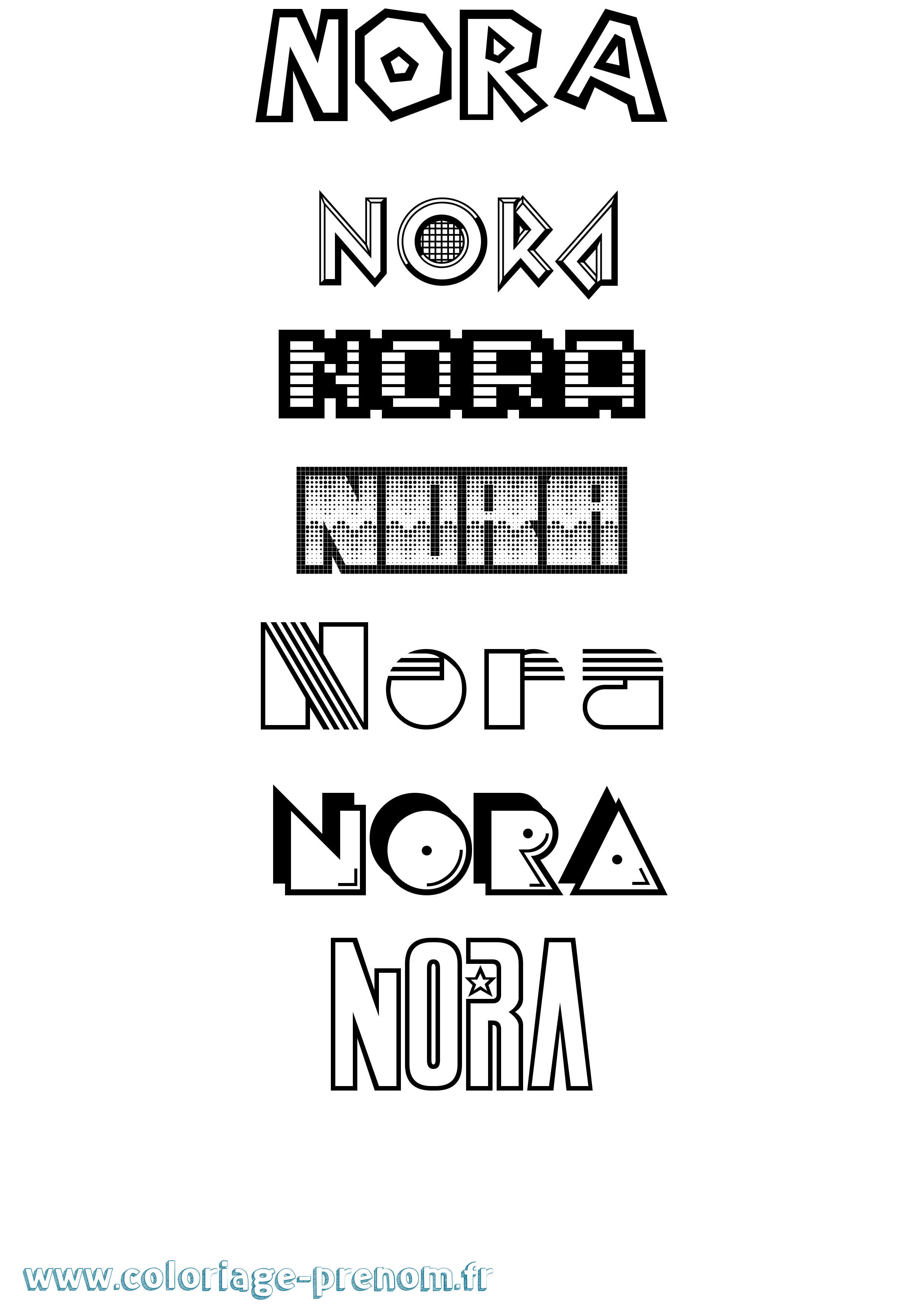 Coloriage prénom Nora Jeux Vidéos