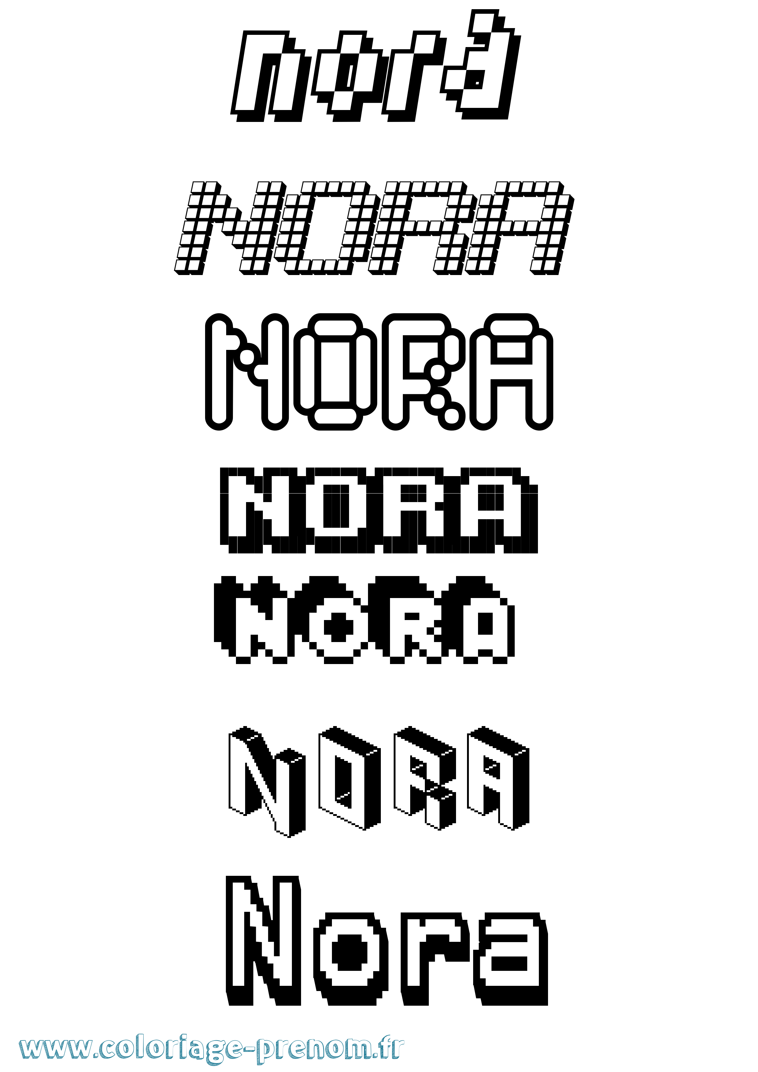 Coloriage prénom Nora Pixel