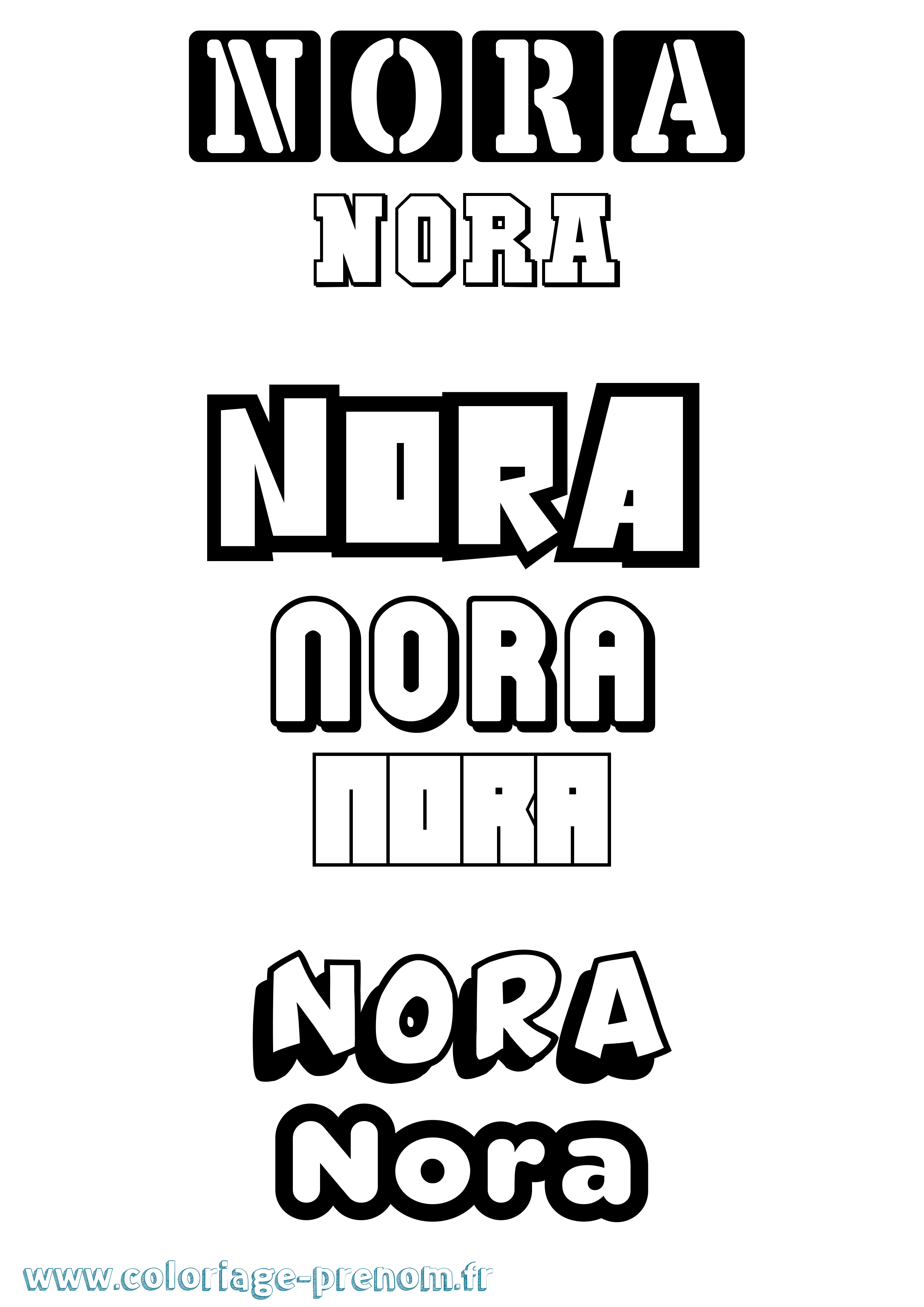 Coloriage prénom Nora Simple