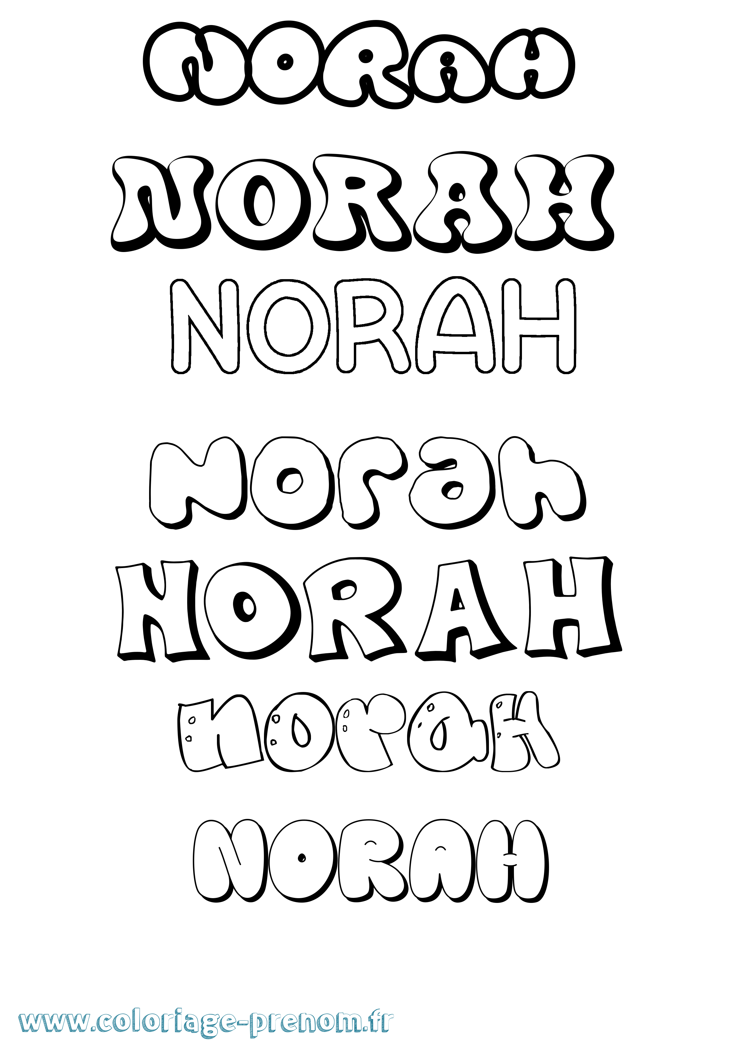 Coloriage prénom Norah Bubble