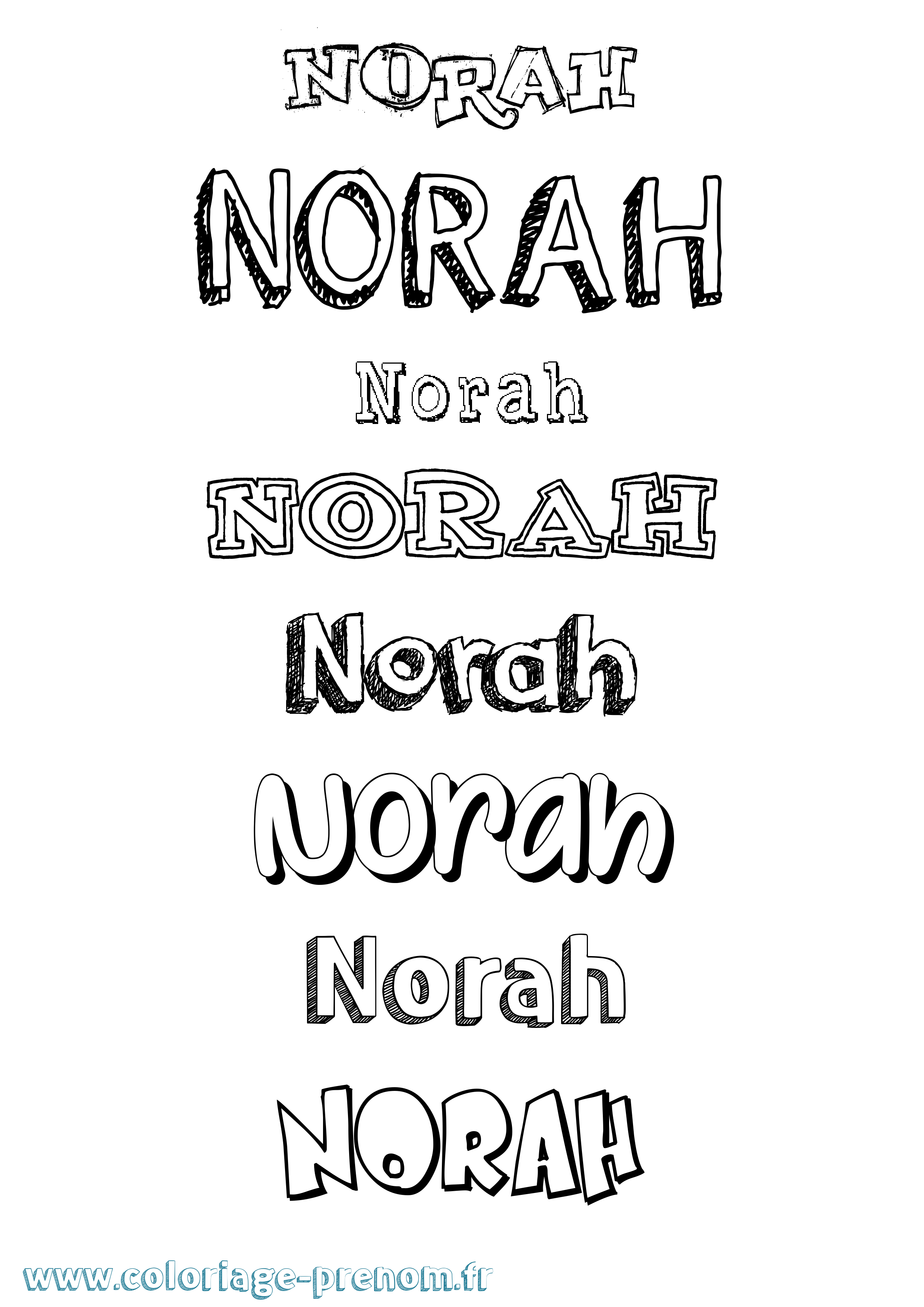 Coloriage prénom Norah Dessiné
